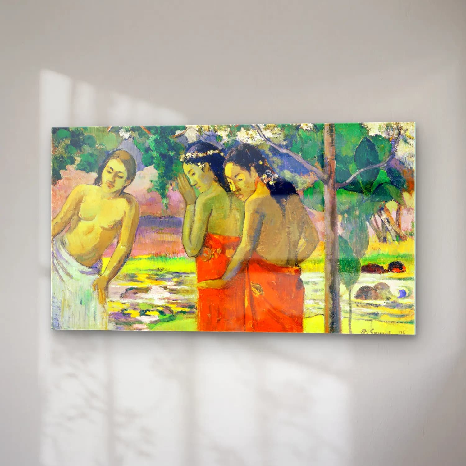 Paul Gauguin – Three Tahitian Women cam tablo — sağ açıdan görünüm