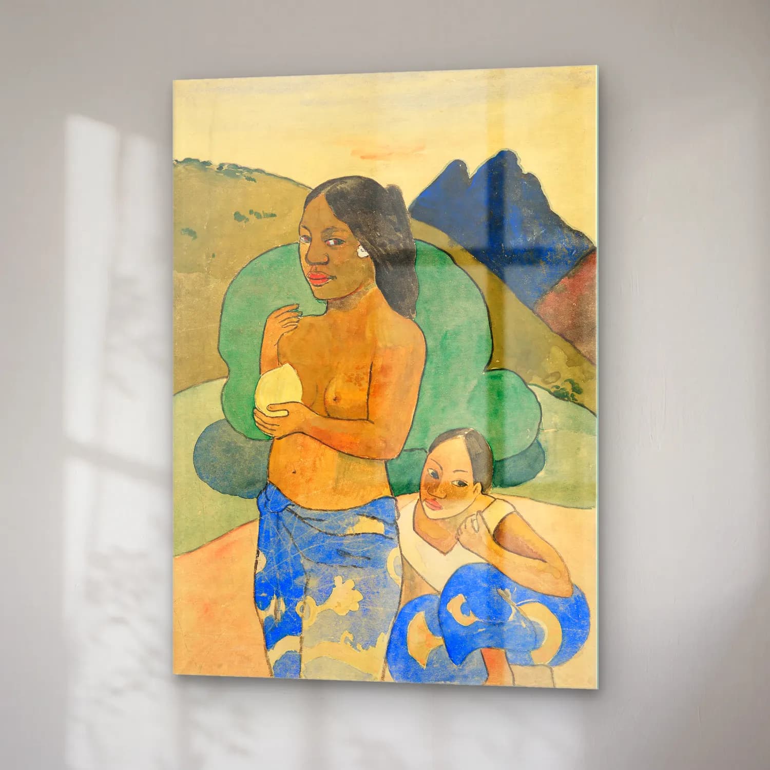 Paul Gauguin – Two Tahitian Women in a Landscape (ca. 1892) cam tablo — sağ açıdan görünüm