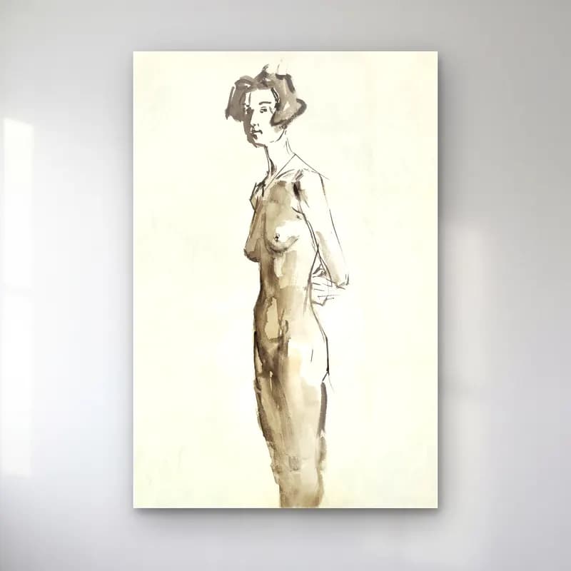 Isaac Israels – Vintage erotic nude art of a naked woman. Standing Female… cam tablo — Isaac Israels – Vintage erotic nude art of a naked woman. Standing Female… — çizgi sanatı figür çalışması