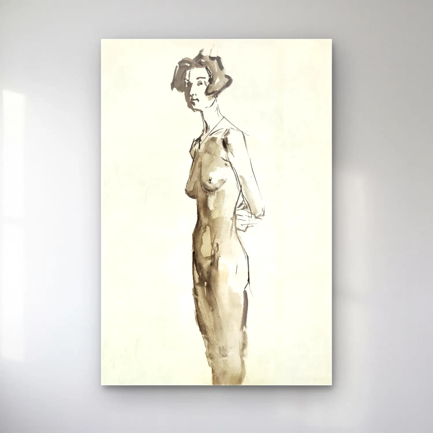 Isaac Israels – Vintage erotic nude art of a naked woman. Standing Female… cam tablo — Isaac Israels – Vintage erotic nude art of a naked woman. Standing Female… — çizgi sanatı figür çalışması