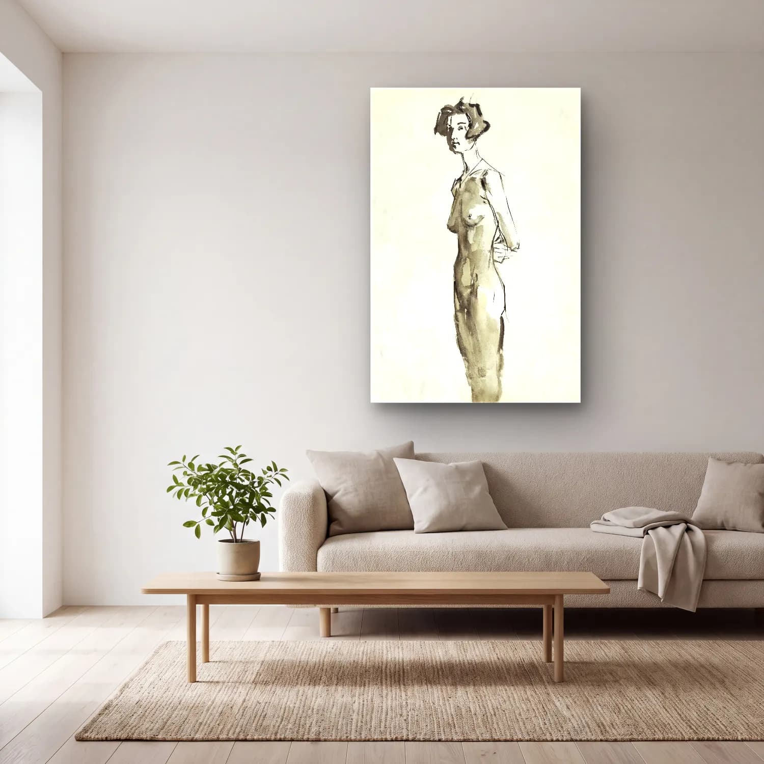 Isaac Israels – Vintage erotic nude art of a naked woman. Standing Female… cam tablo — açık renk salonda