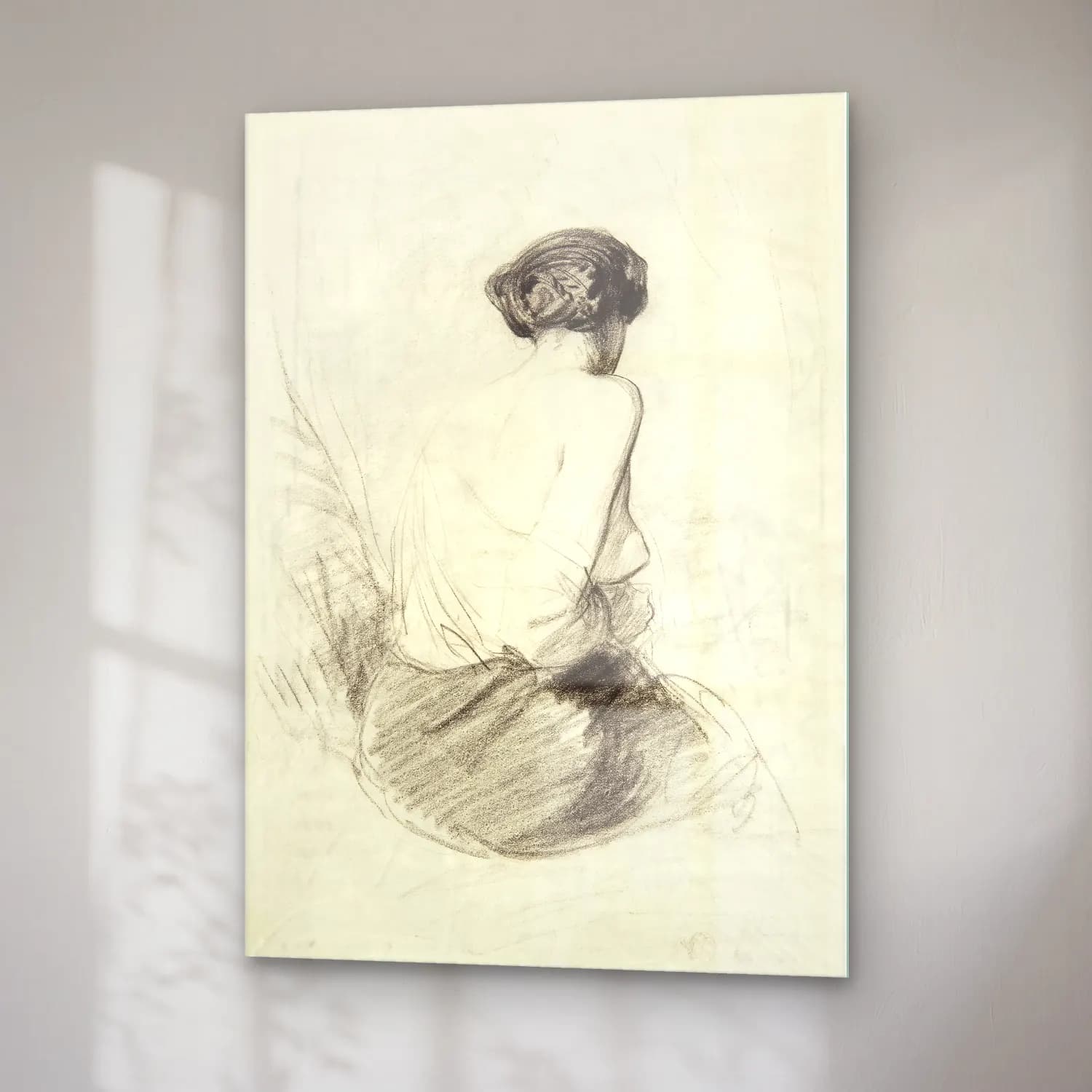 Paul Gavarni – Vintage erotic nude art of a naked woman. Woman Seated,… cam tablo — sağ açıdan görünüm