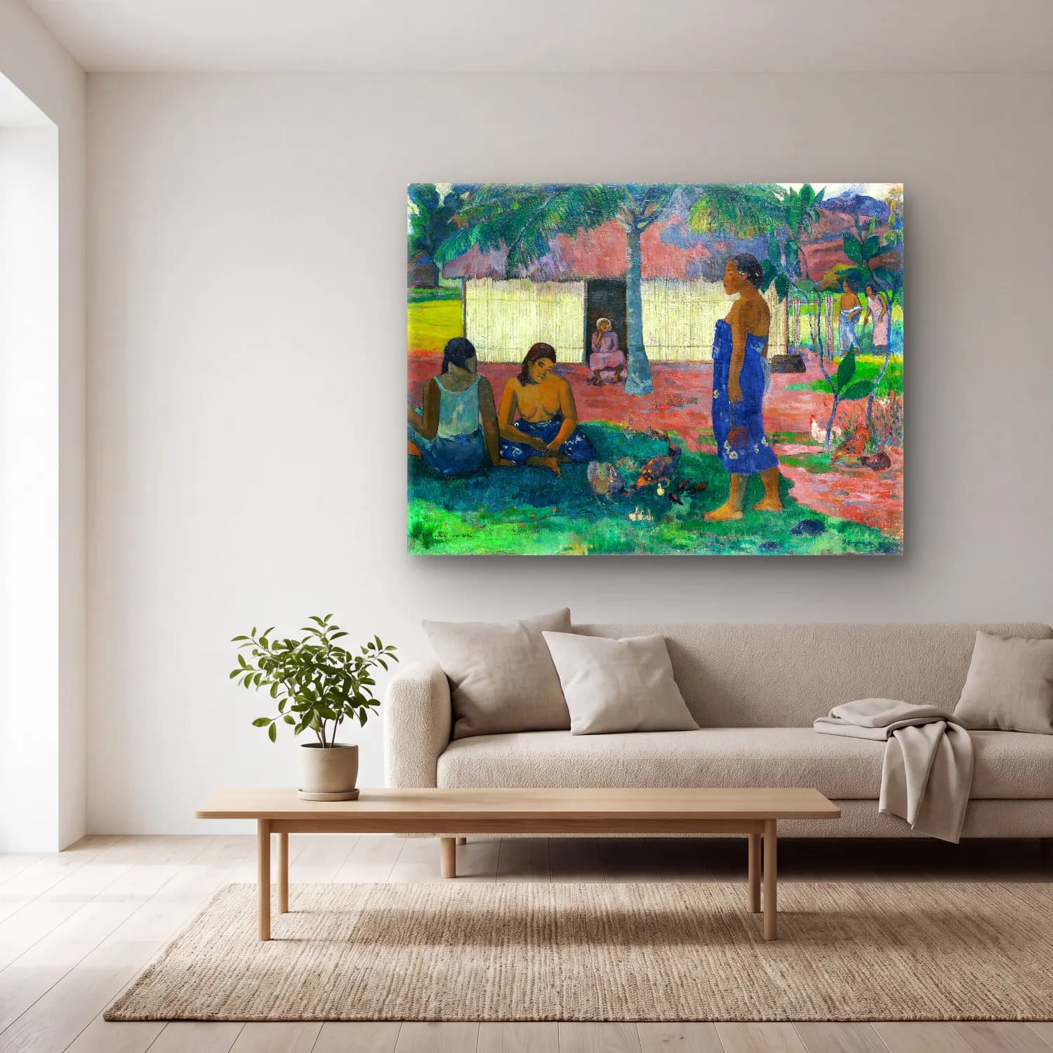Paul Gauguin – Why Are You Angry (No te aha oe riri) cam tablo — açık renk salonda