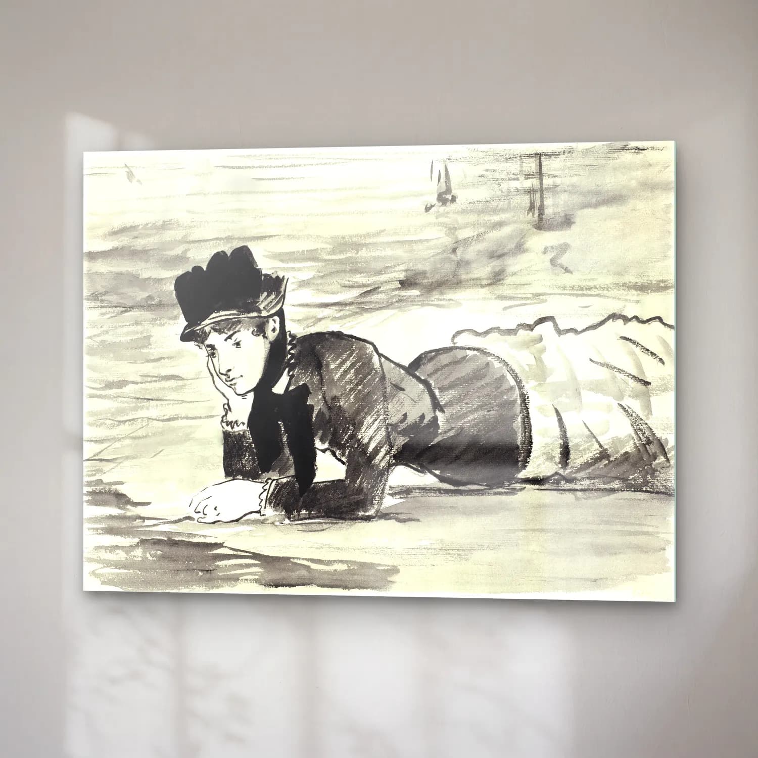 Edouard Manet – Woman Lying on the Beach. Annabel Lee cam tablo — sağ açıdan görünüm