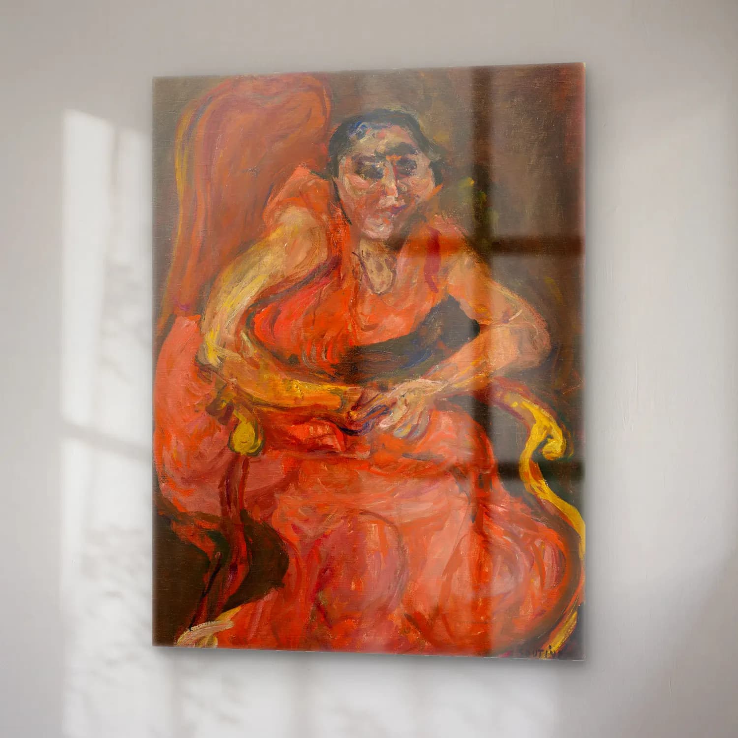 Chaïm Soutine – Woman in Pink (ca. 1924) cam tablo — sağ açıdan görünüm
