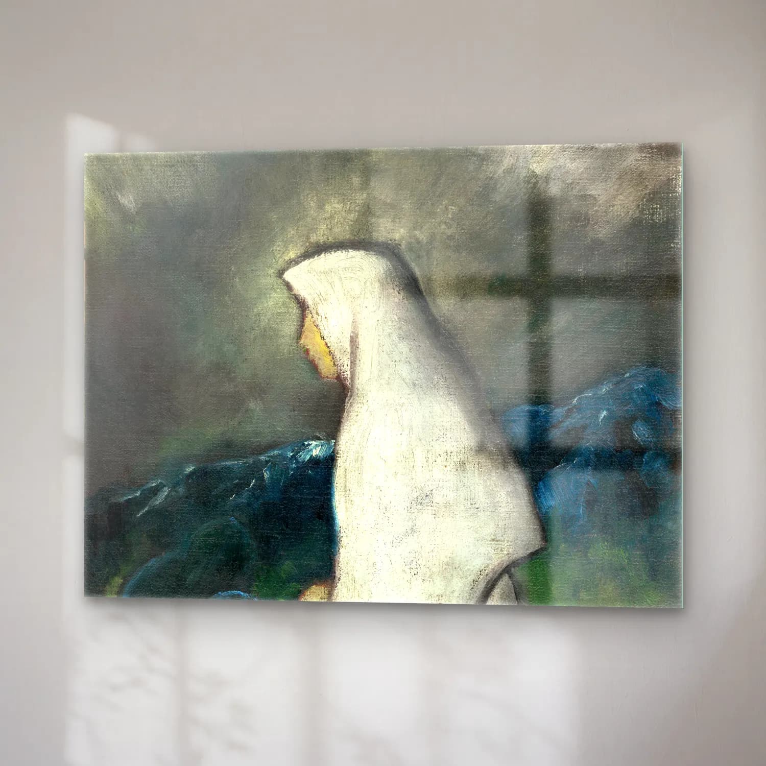 Zolo Palugyay – Woman in a white shawl vintage cam tablo — sağ açıdan görünüm