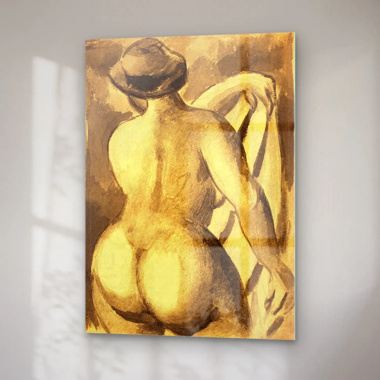 Carl Newman – Woman showing her nude bum. Female Nude with Drape cam tablo — sağ açıdan görünüm