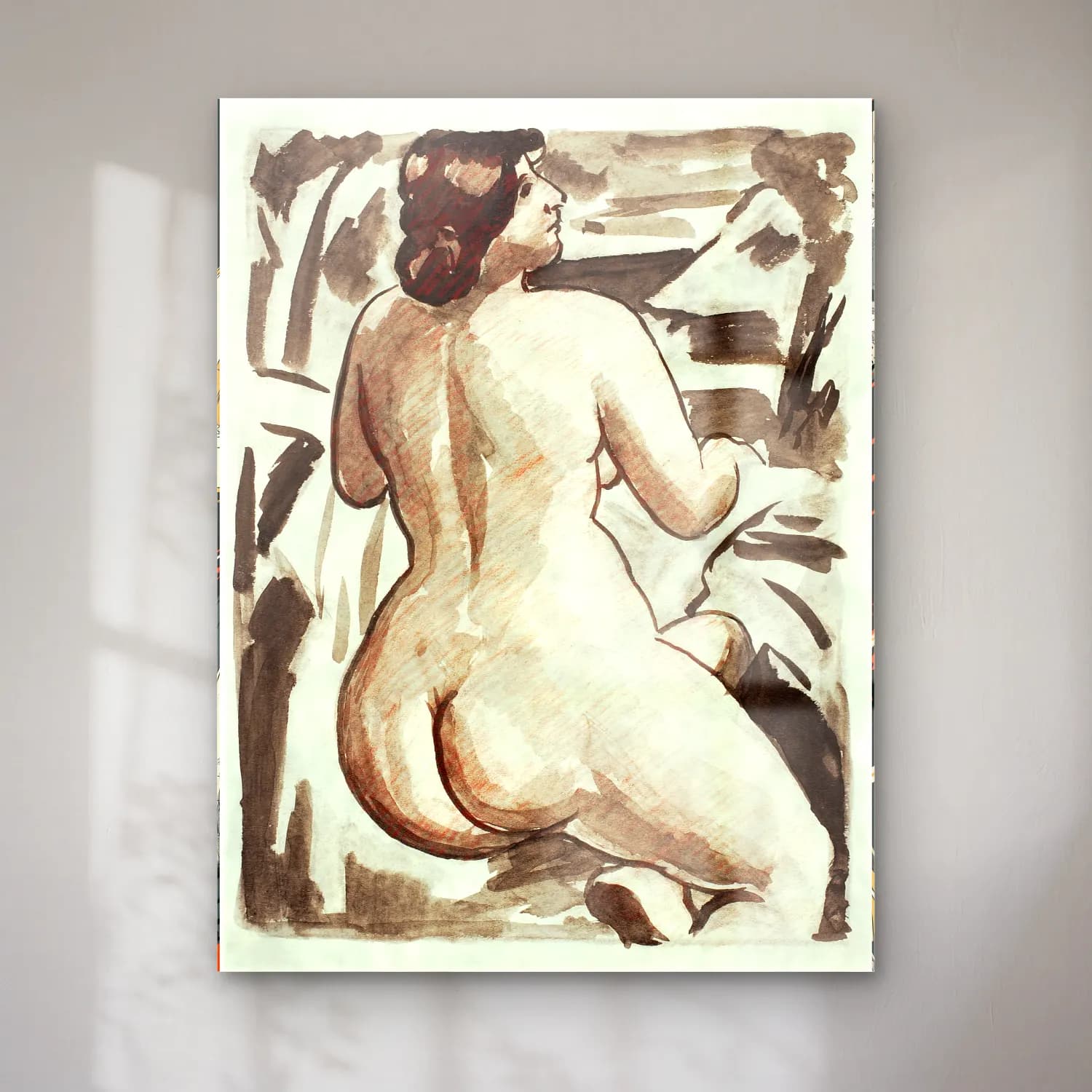 Carl Newman – Woman showing her nude bum. Standing Female Nude cam tablo — Carl Newman – Woman showing her nude bum. Standing Female Nude — suluboya figür çalışması