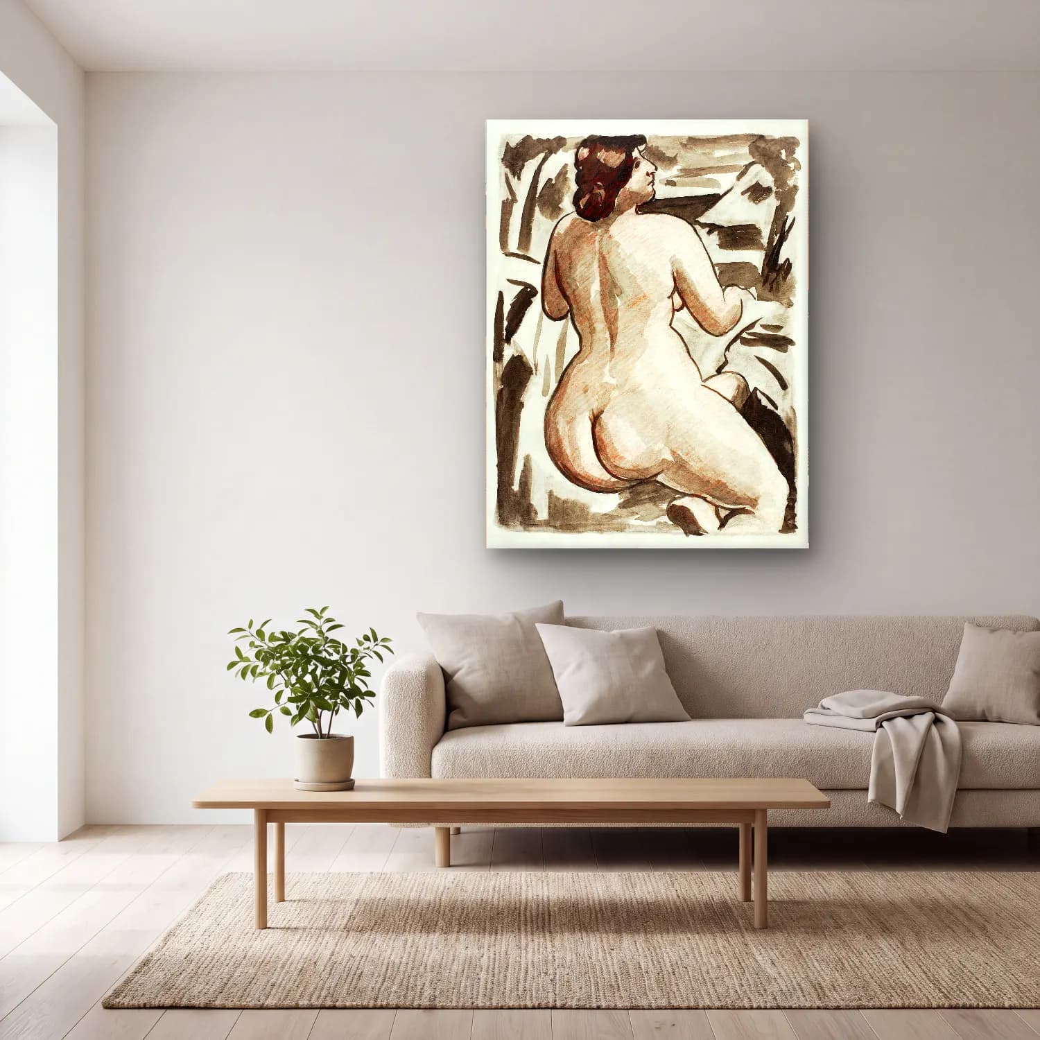 Carl Newman – Woman showing her nude bum. Standing Female Nude cam tablo — açık renk salonda