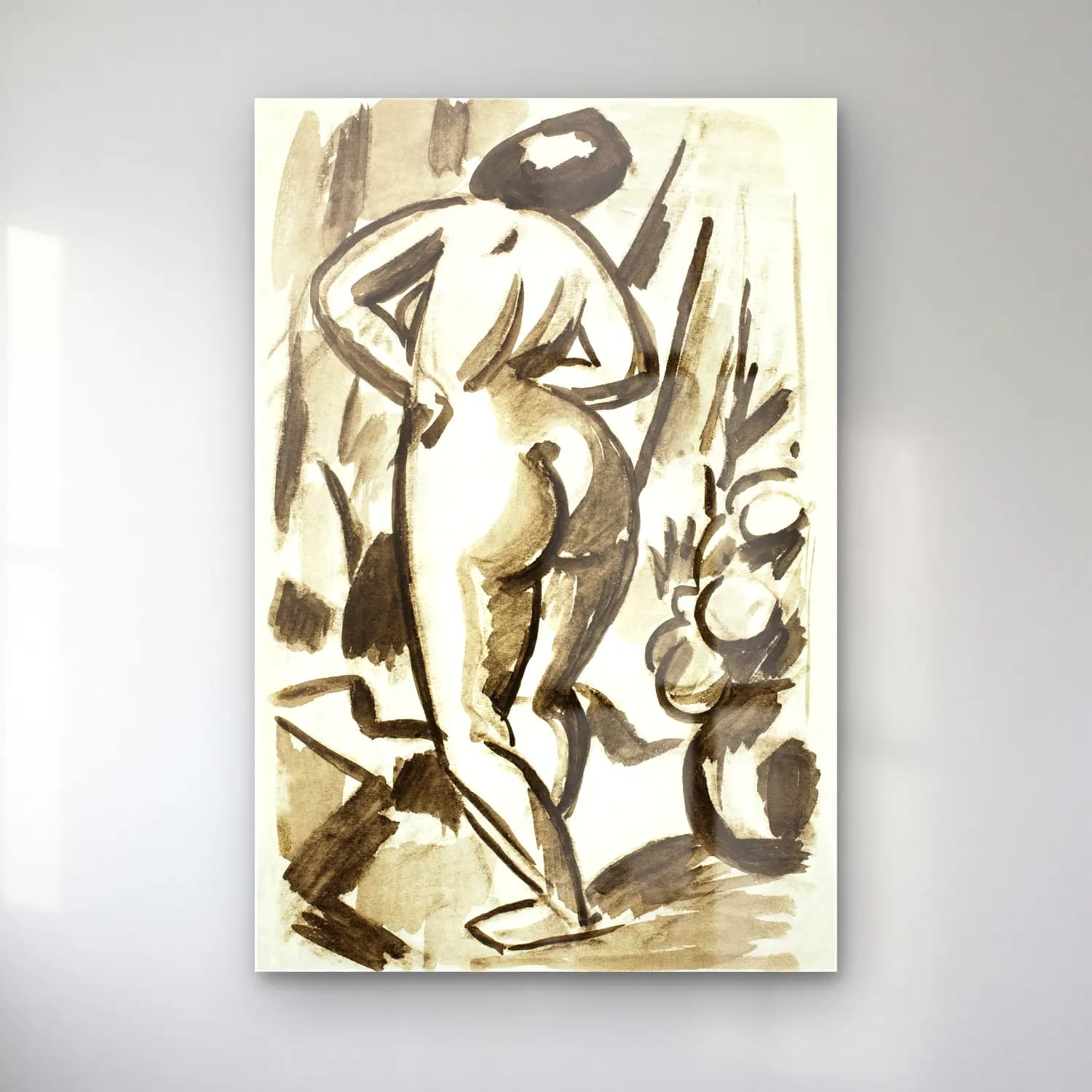 Carl Newman – Woman showing her nude bum. Standing Female Nude – Siyah Beyaz Tonlar cam tablo — Carl Newman – Woman showing her nude bum. Standing Female Nude – Siyah Beyaz Tonlar — siyah beyaz figür çalışması