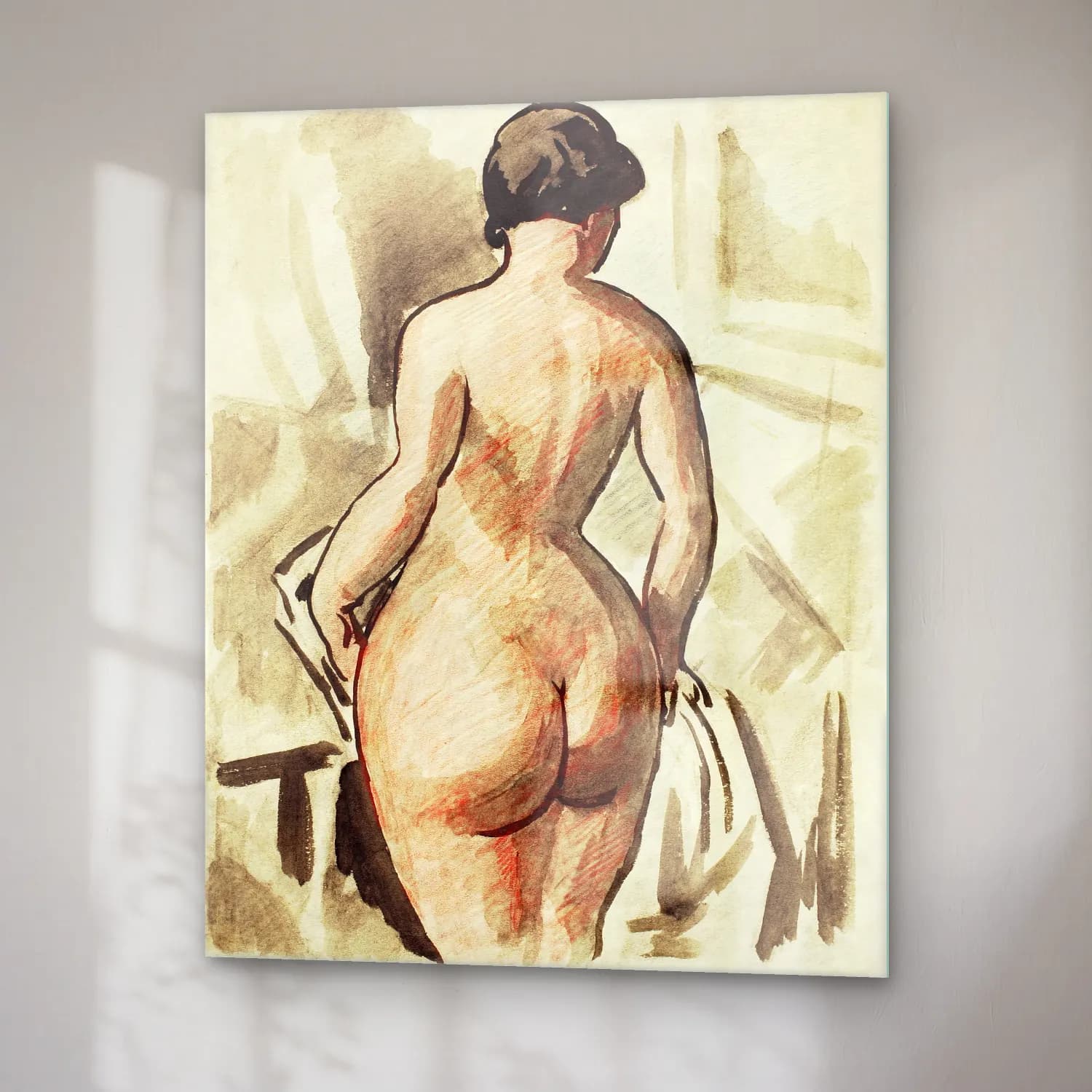 Carl Newman – Woman showing her nude bum. Standing Female Nude No. 5 cam tablo — sağ açıdan görünüm