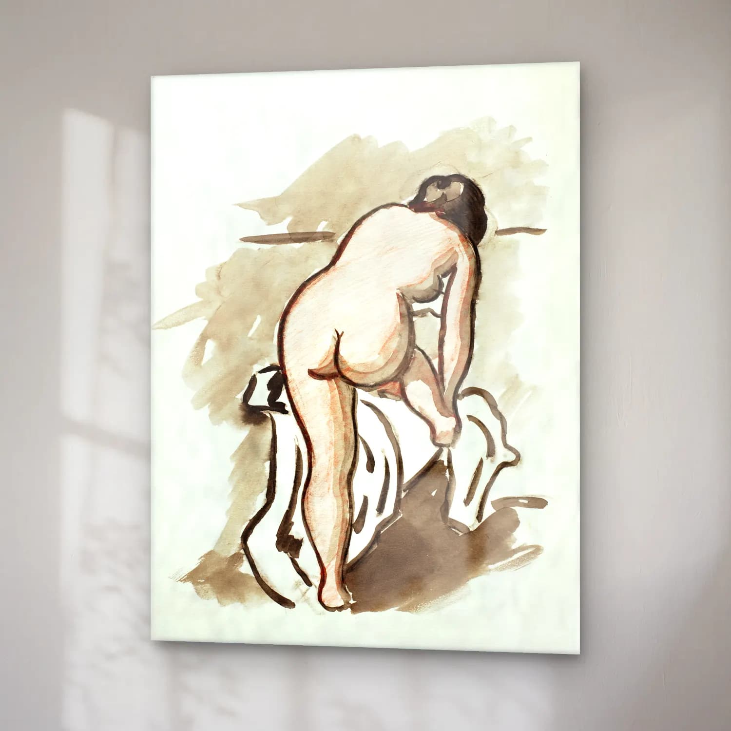 Carl Newman – Woman showing off naked bum, vintage nude illustration.… – Siyah Beyaz Tonlar cam tablo — sağ açıdan görünüm