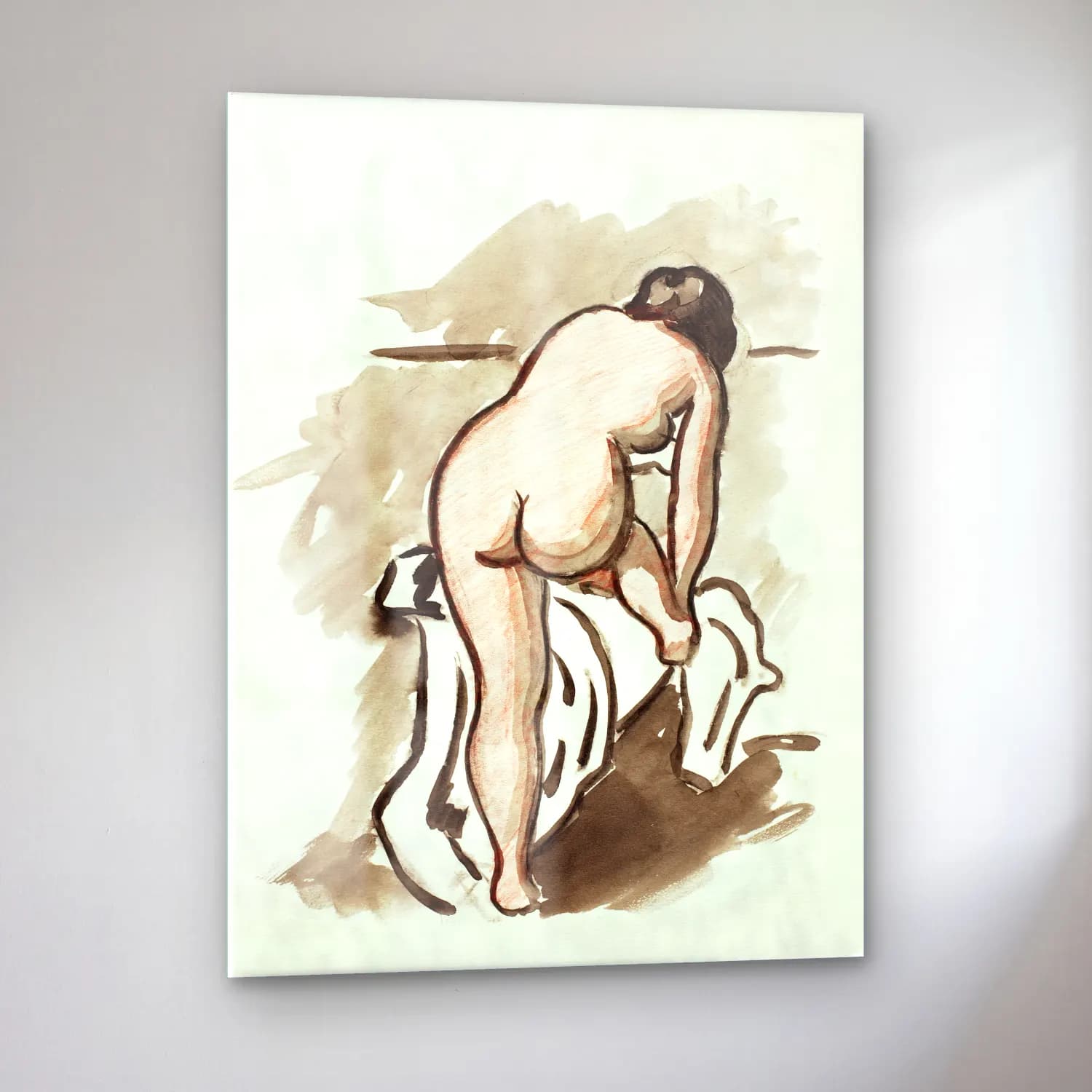 Carl Newman – Woman showing off naked bum, vintage nude illustration.… – Siyah Beyaz Tonlar cam tablo — sol açıdan görünüm