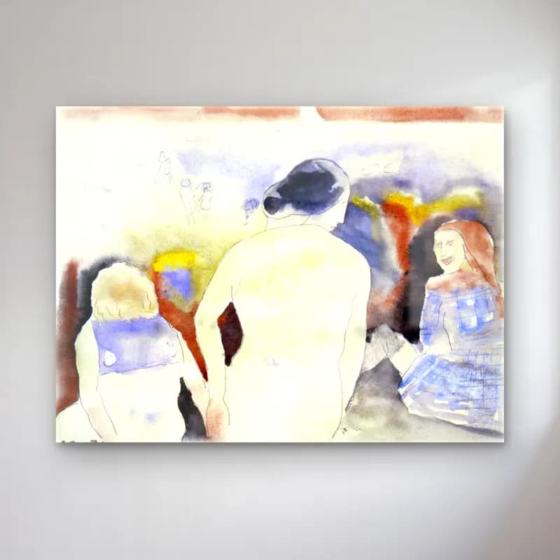Charles Demuth – Woman with Black Hair and Two Children cam tablo — Charles Demuth – Woman with Black Hair and Two Children — suluboya sahilde i̇nsanlar