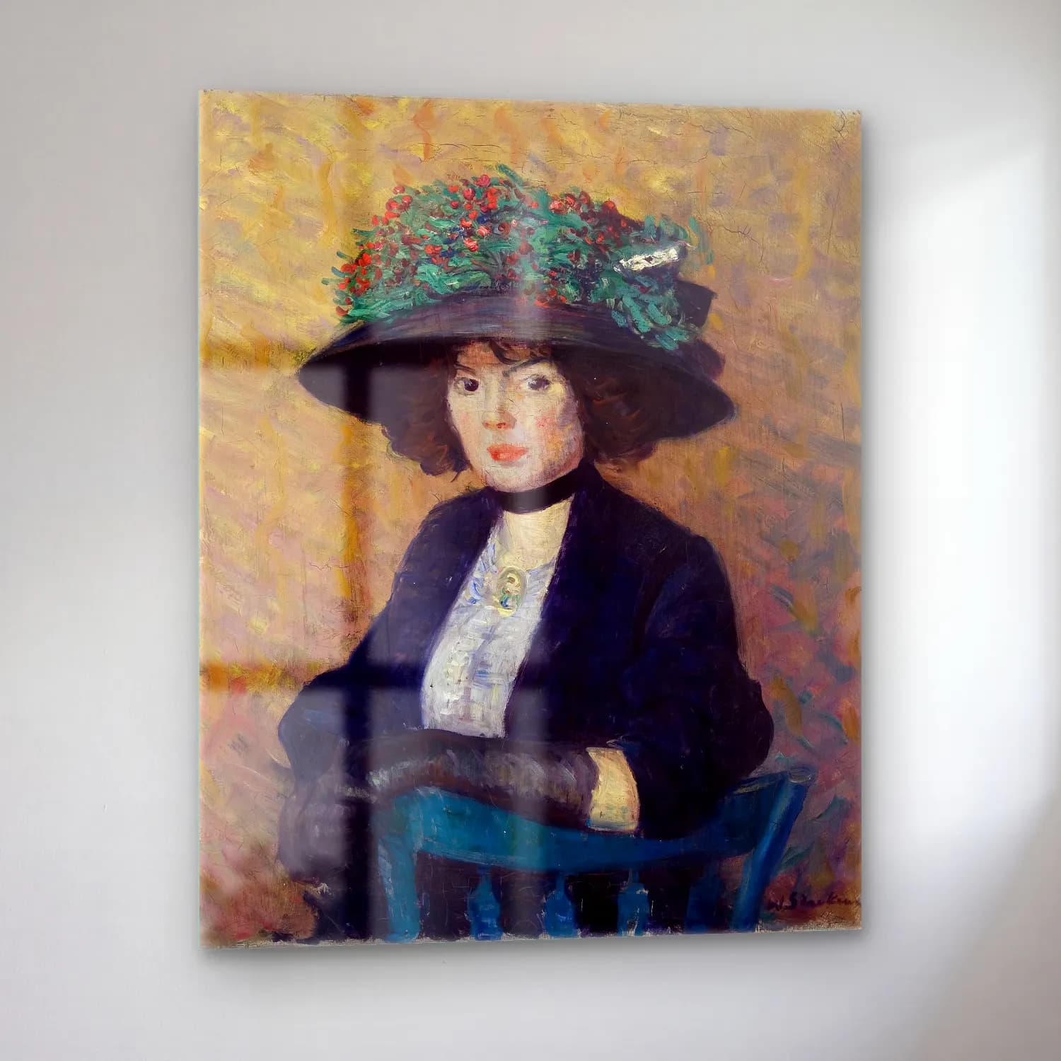 William James Glackens – Woman with Green Hat cam tablo — sol açıdan görünüm