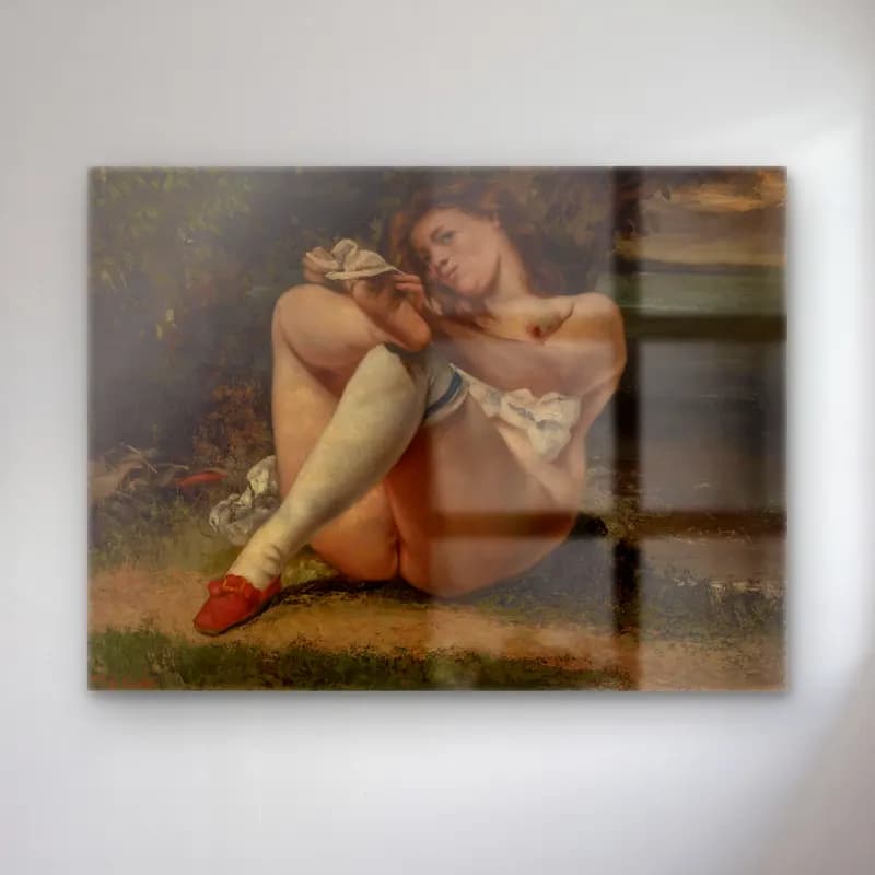 Gustave Courbet – Woman with White Stockings (La Femme aux bas blancs) cam tablo — Gustave Courbet – Woman with White Stockings (La Femme aux bas blancs) — yağlı boya figür çalışması