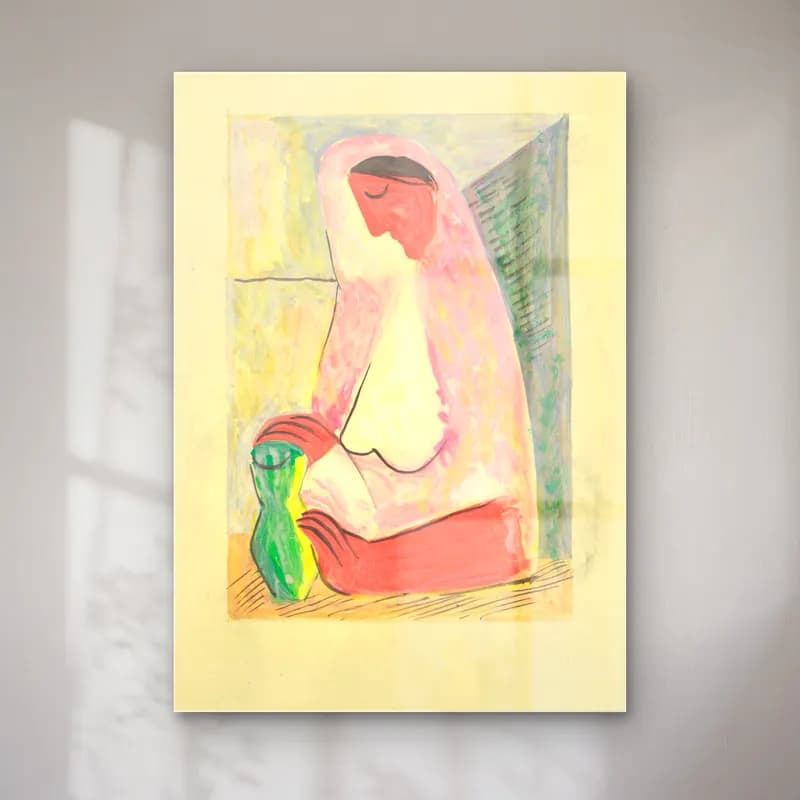 Mikuláš Galanda – Woman with a vase cam tablo — Mikuláš Galanda – Woman with a vase — pastel figür çalışması