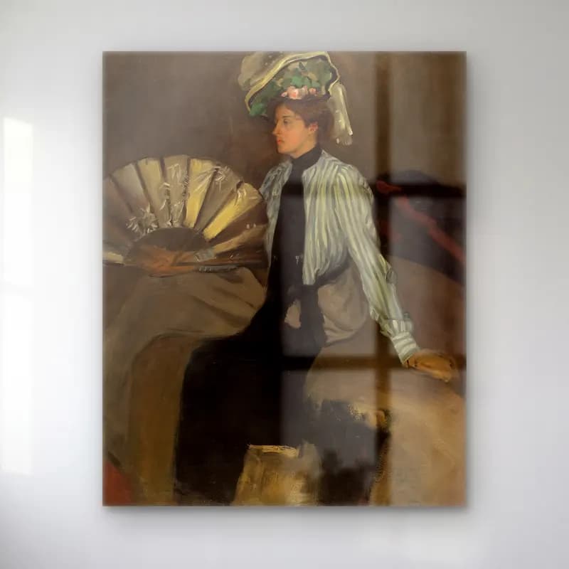 Alfred Henry Maurer – Young Woman With Fan cam tablo — Alfred Henry Maurer – Young Woman With Fan — yağlı boya şapkalı kadın