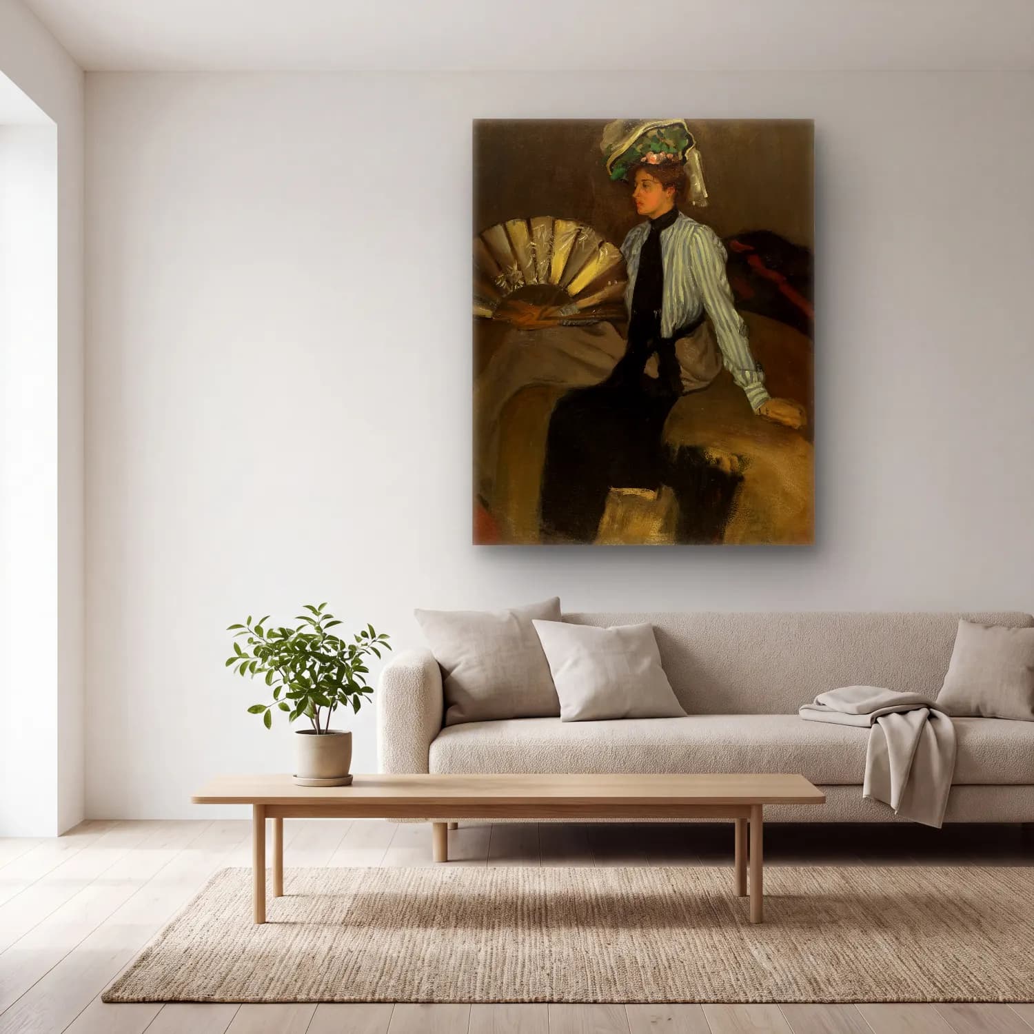 Alfred Henry Maurer – Young Woman With Fan cam tablo — açık renk salonda