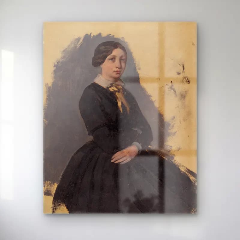 Edgar Degas – Young Woman in Black (ca. 1861) cam tablo — Edgar Degas – Young Woman in Black (ca. 1861) — yağlı boya kadın portresi