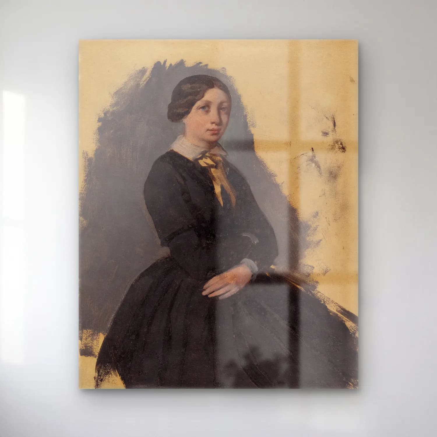 Edgar Degas – Young Woman in Black (ca. 1861) cam tablo — Edgar Degas – Young Woman in Black (ca. 1861) — yağlı boya kadın portresi