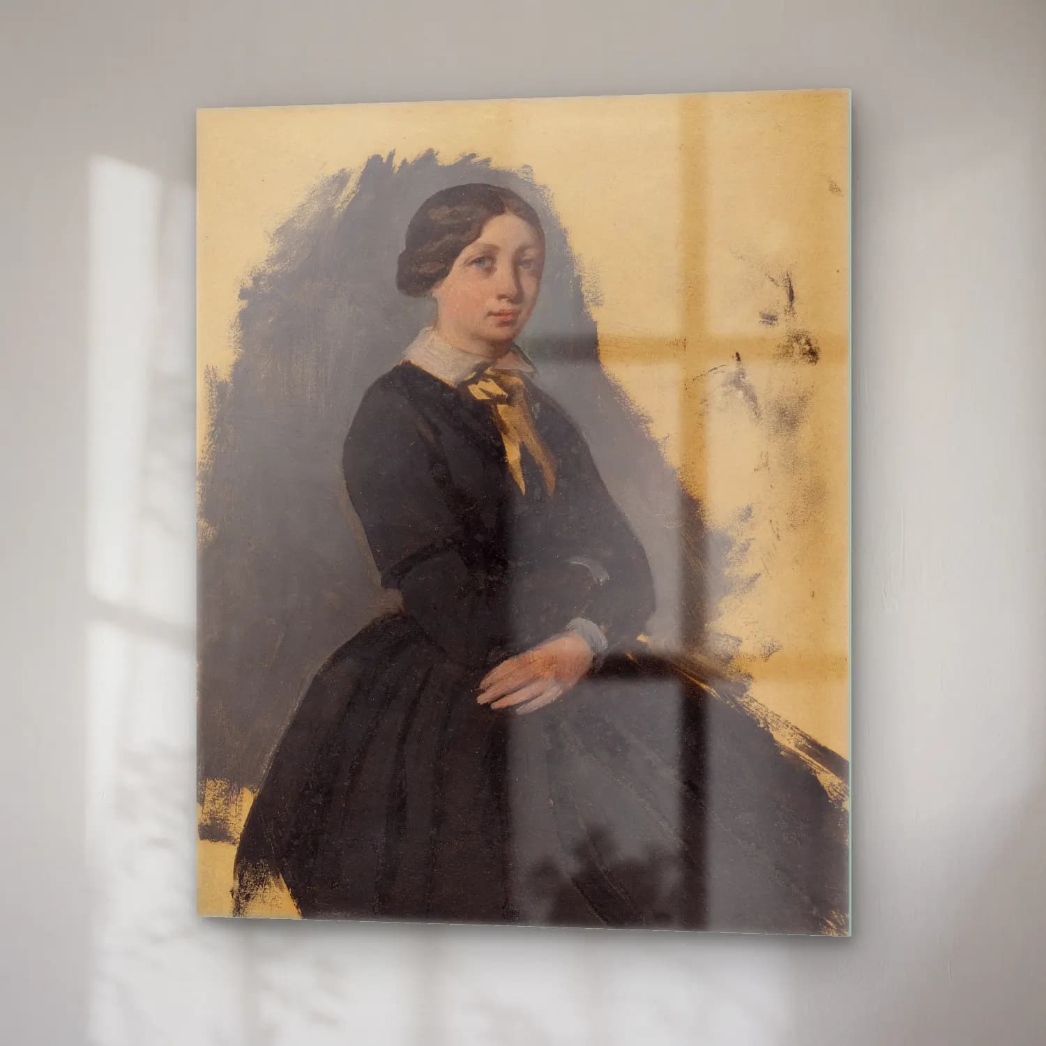 Edgar Degas – Young Woman in Black (ca. 1861) cam tablo — sağ açıdan görünüm