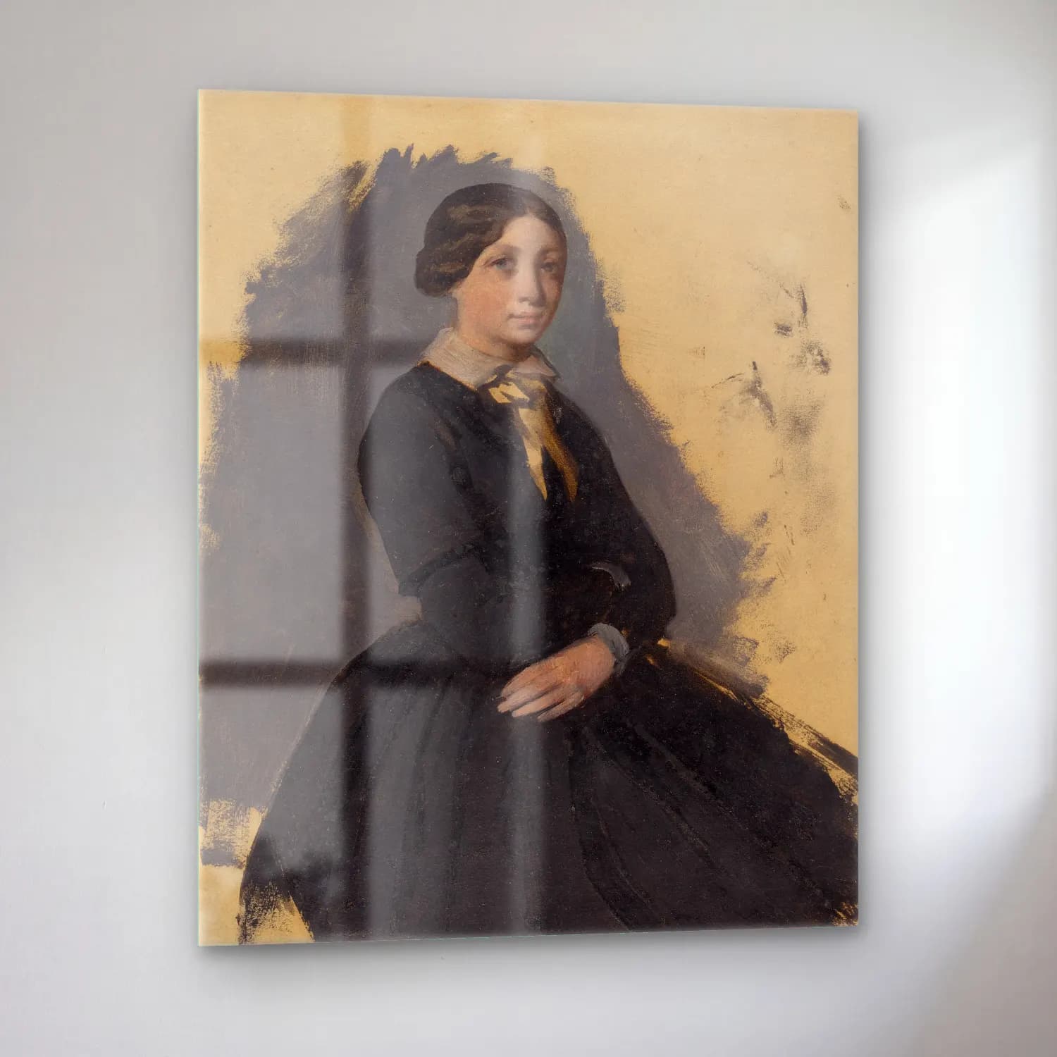 Edgar Degas – Young Woman in Black (ca. 1861) cam tablo — sol açıdan görünüm