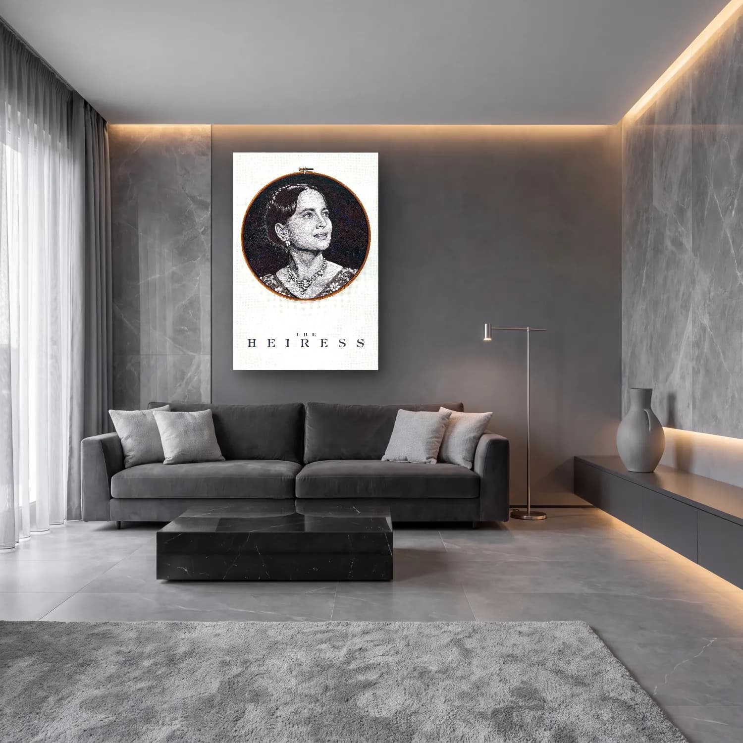 Yağlı Boya Kadın Portresi No. 50 cam tablo — lüks salon duvarında