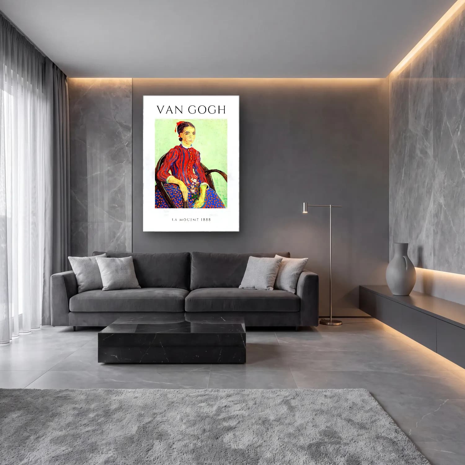 Empresyonist Elbiseli Kadın No. 60 cam tablo — lüks salon duvarında