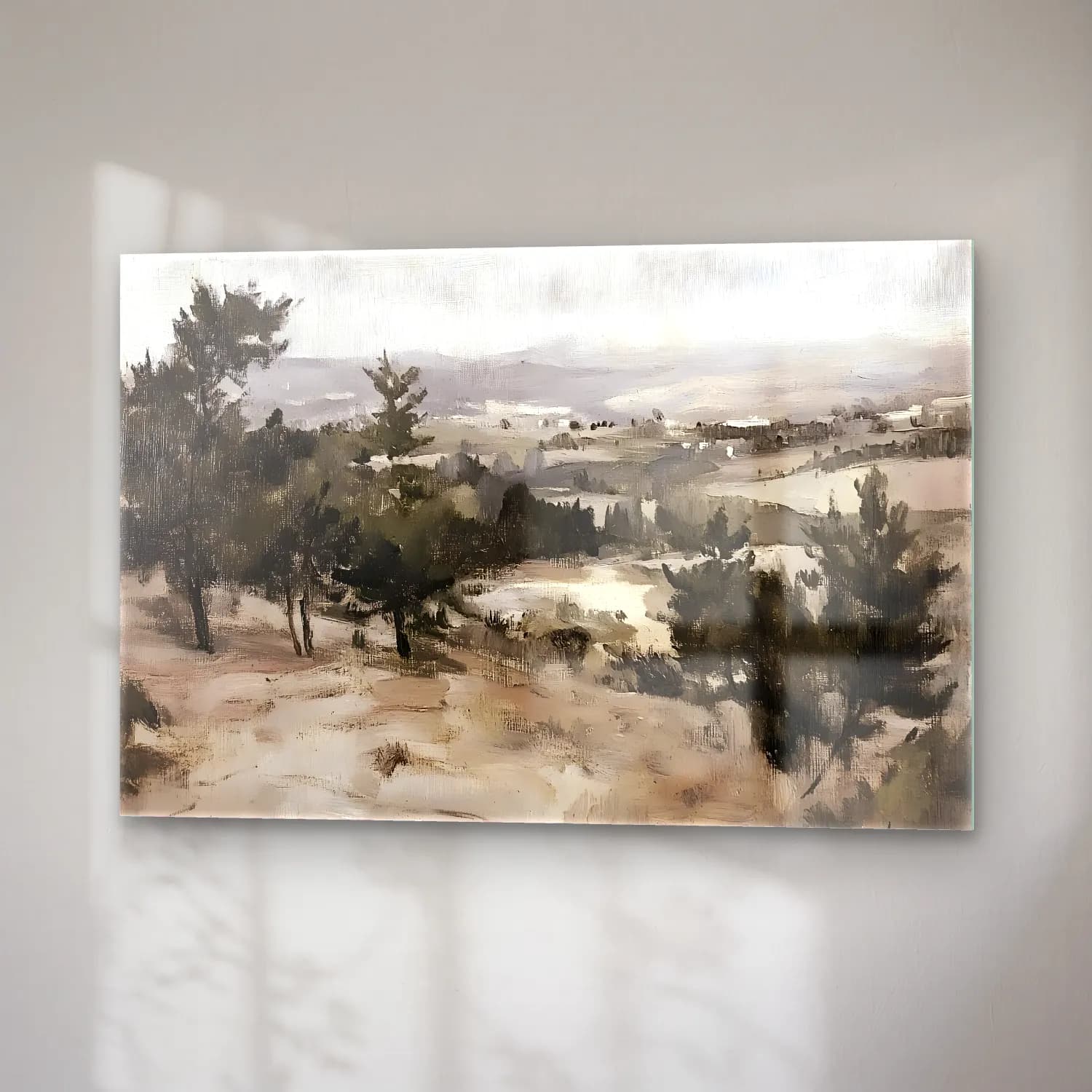 Yağlı Boya Karlı Kış Manzarası No. 73 cam tablo — sağ açıdan görünüm