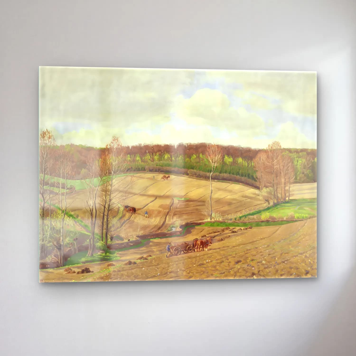 Yağlı Boya Kır Evi No. 75 cam tablo — sol açıdan görünüm
