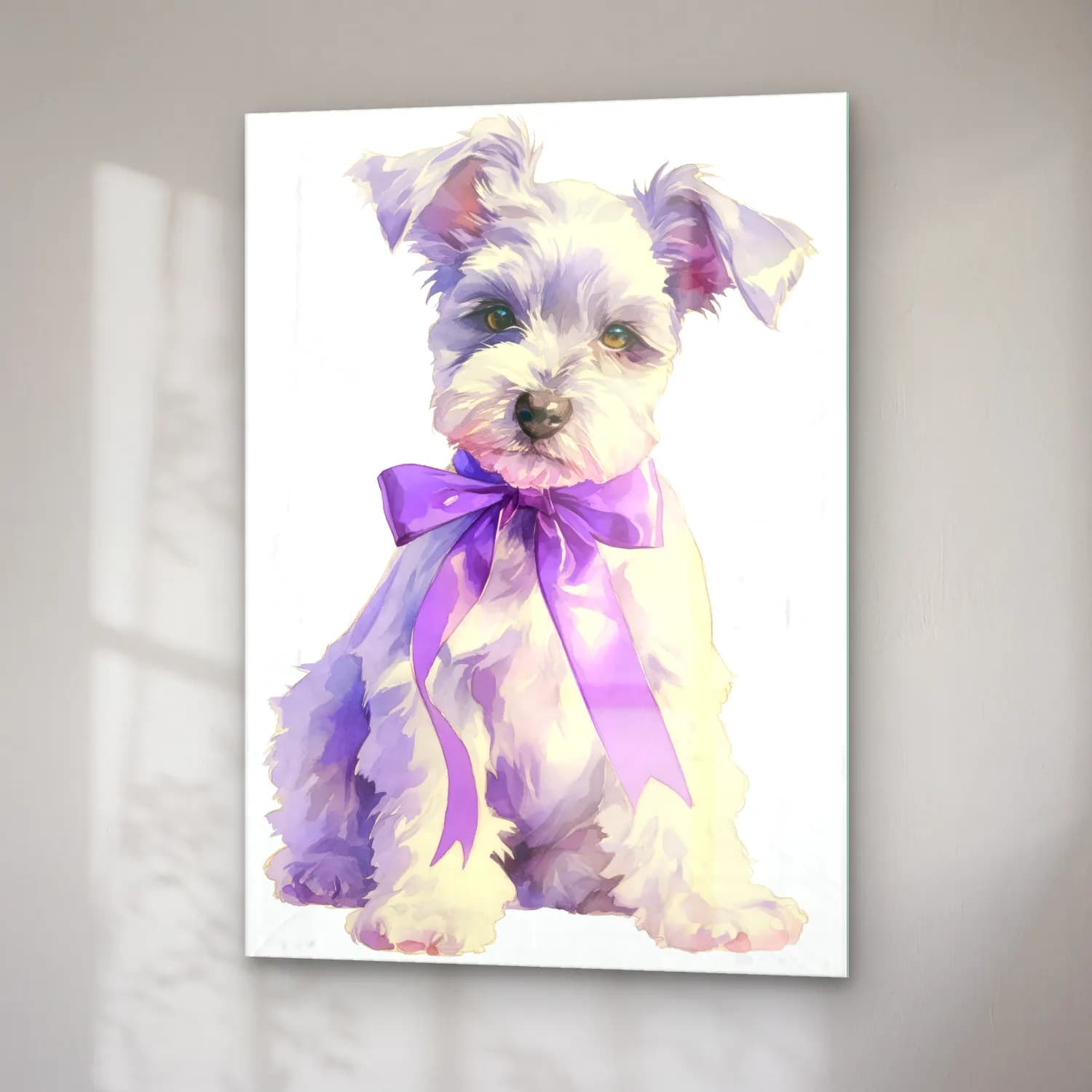 Sevimli İllüstrasyon Köpek No. 8 cam tablo — sağ açıdan görünüm