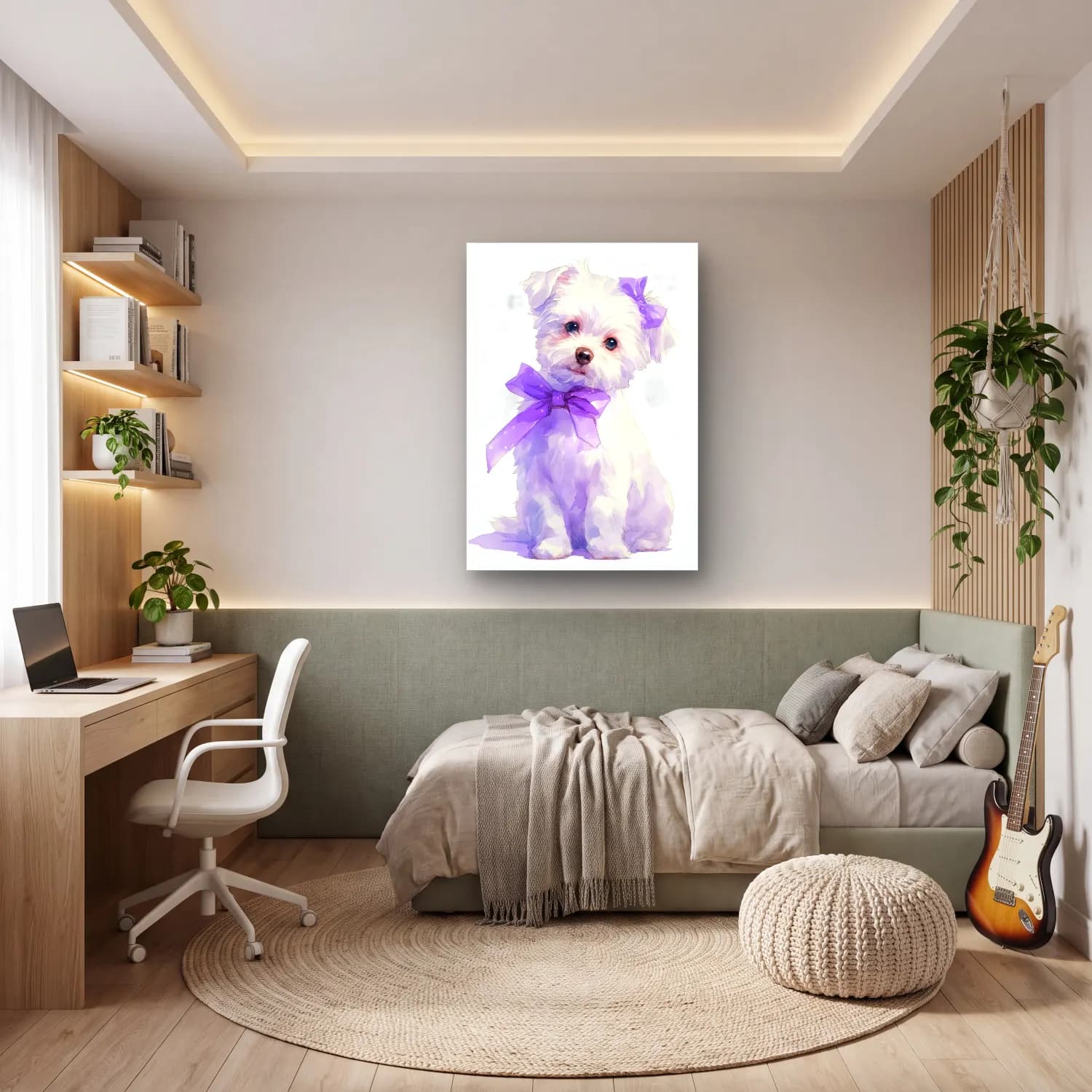 Sevimli İllüstrasyon Köpek cam tablo — genç odasında