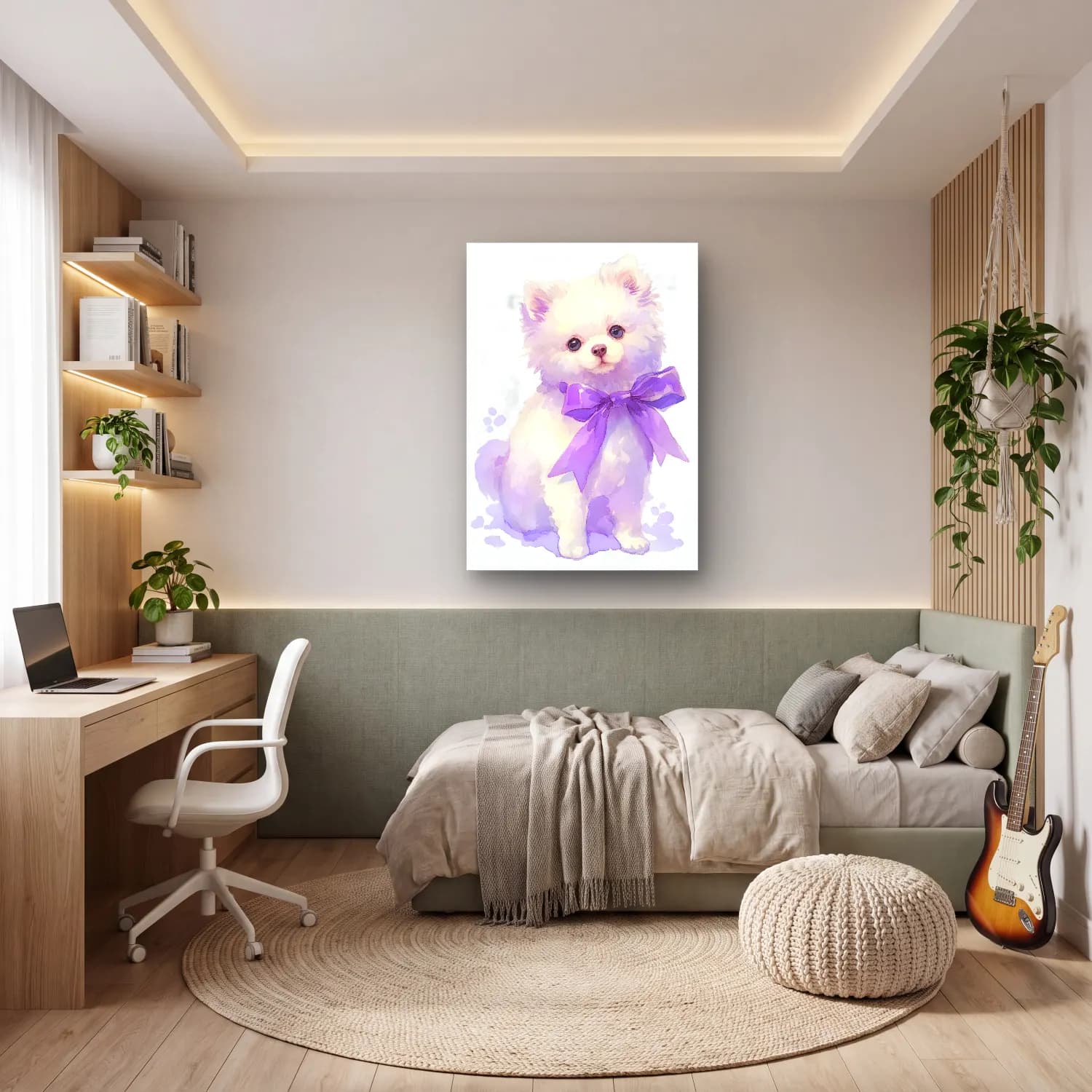 Sevimli İllüstrasyon Köpek No. 10 cam tablo — genç odasında