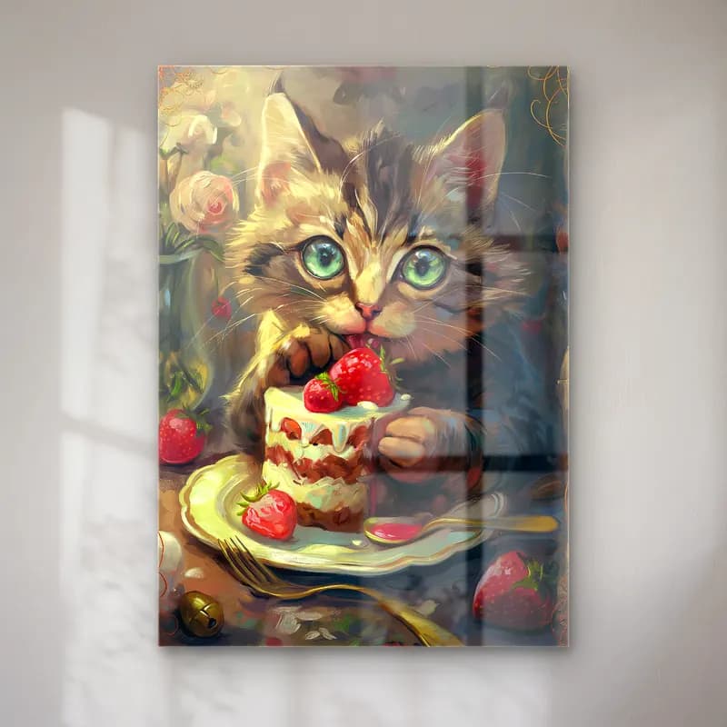 Sevimli İllüstrasyon Kedi No. 16 cam tablo — Sevimli İllüstrasyon Kedi No. 16 — sevimli i̇llüstrasyon kedi