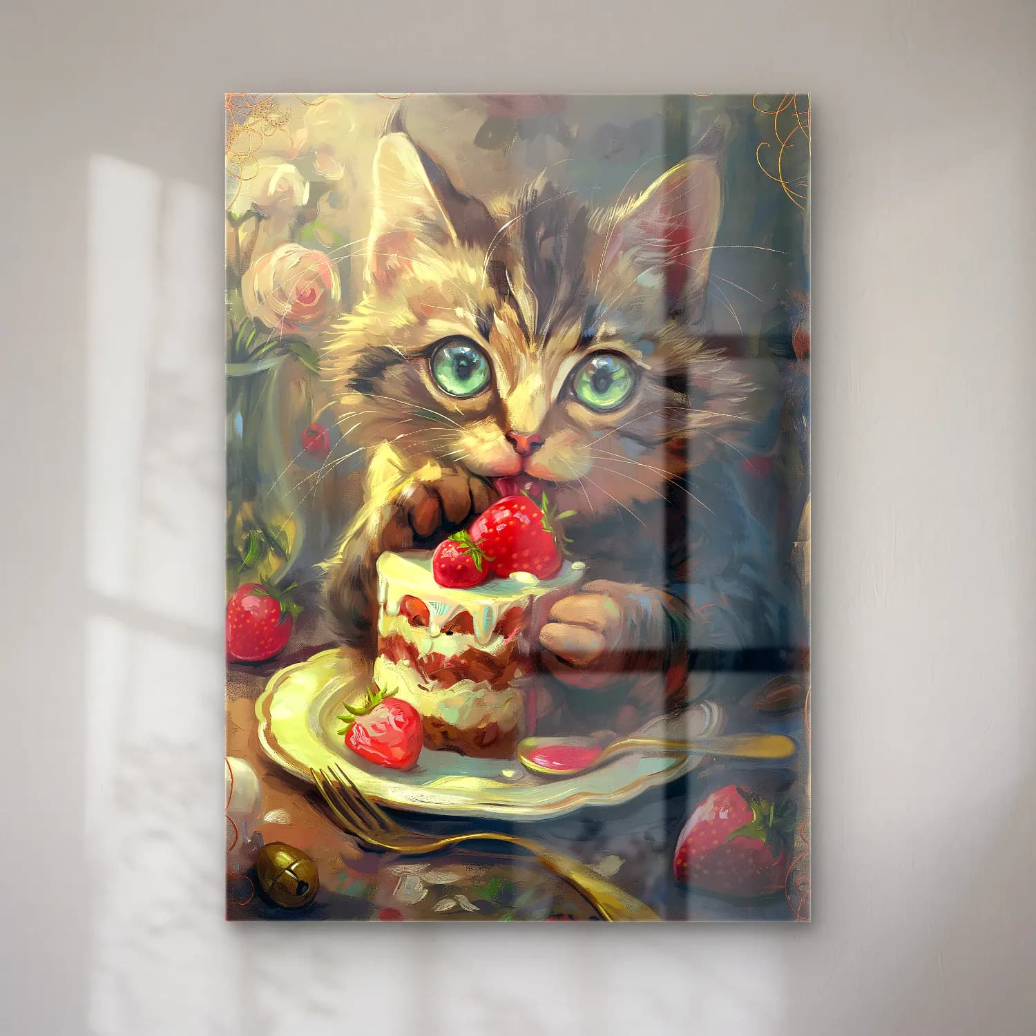 Sevimli İllüstrasyon Kedi No. 16 cam tablo — Sevimli İllüstrasyon Kedi No. 16 — sevimli i̇llüstrasyon kedi