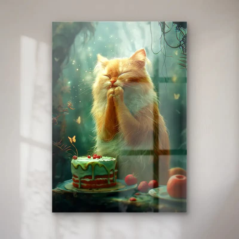 Sevimli İllüstrasyon Kedi No. 17 cam tablo — Sevimli İllüstrasyon Kedi No. 17 — sevimli i̇llüstrasyon kedi