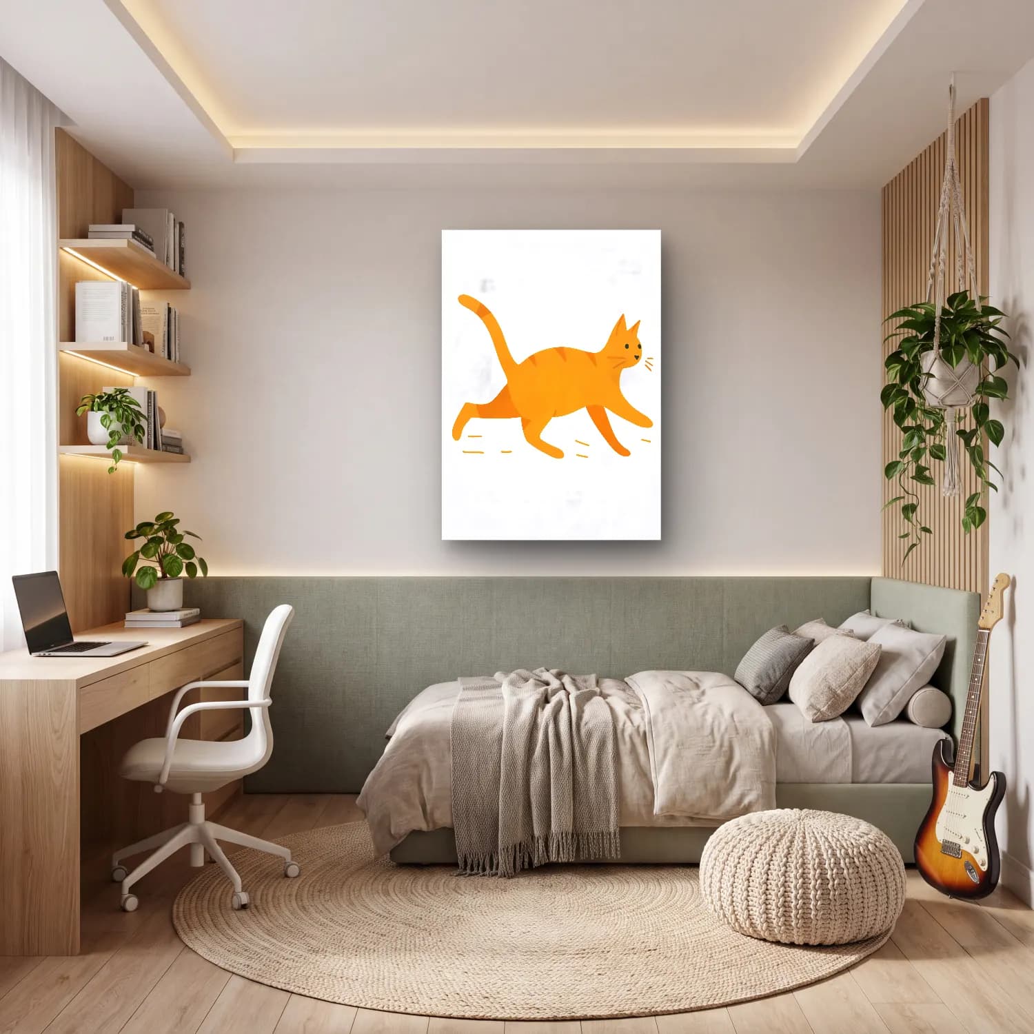 Sevimli İllüstrasyon Kedi No. 27 cam tablo — genç odasında