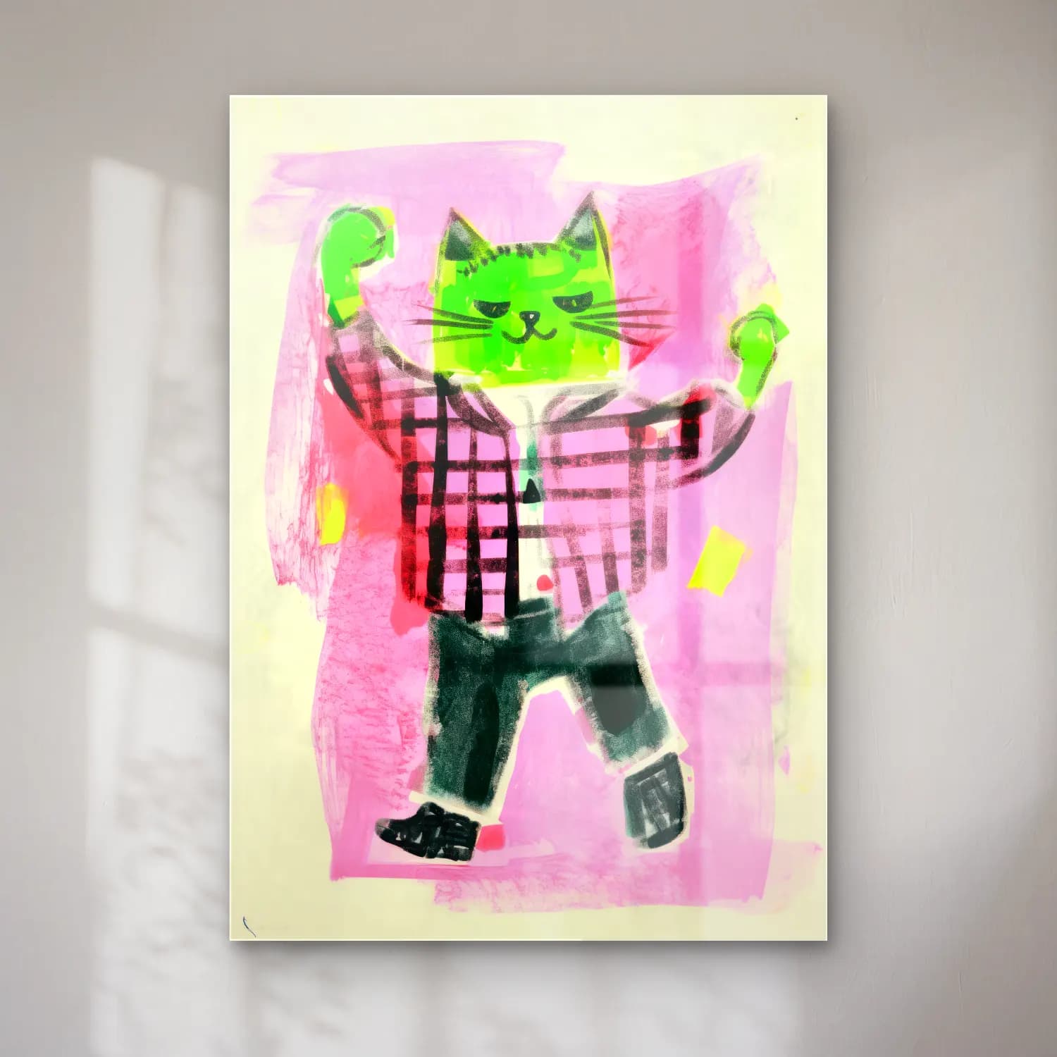 Maksimalist Kedi – Pembe Tonlar cam tablo — Maksimalist Kedi – Pembe Tonlar — maksimalist kedi