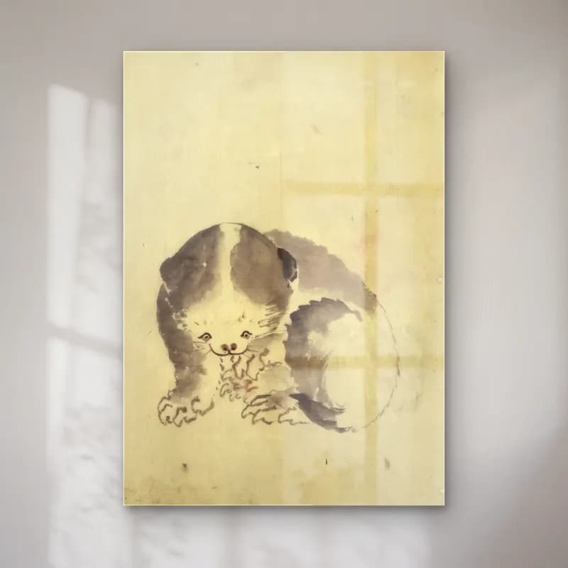 Katsushika Hokusai – Köpek cam tablo — Katsushika Hokusai – Köpek — japon baskı köpek