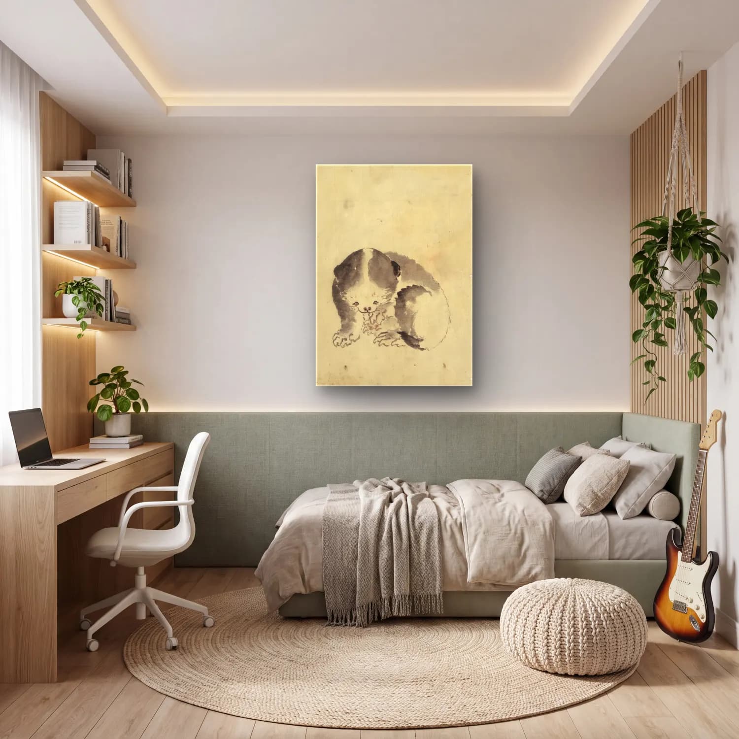 Katsushika Hokusai – Köpek cam tablo — genç odasında
