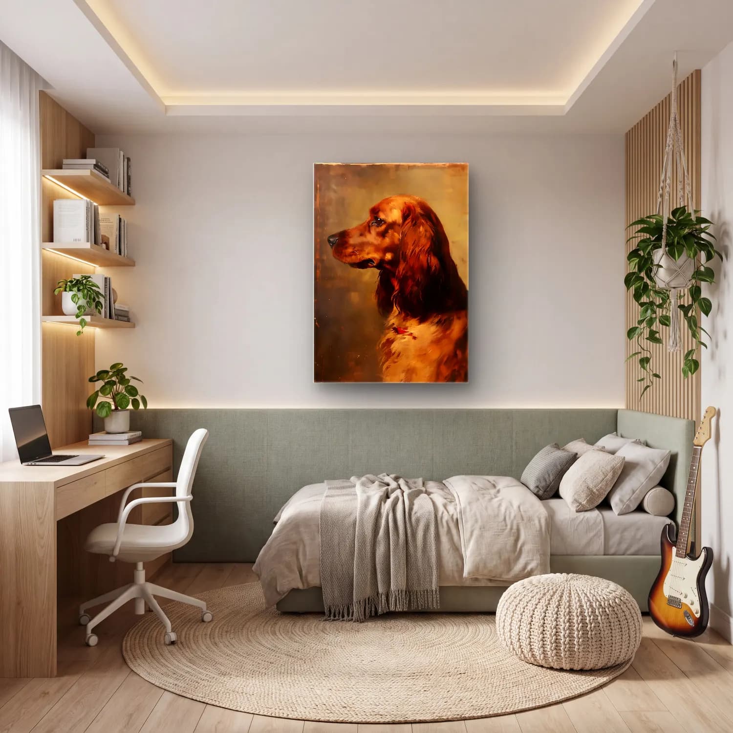 Yağlı Boya Köpek No. 9 cam tablo — genç odasında