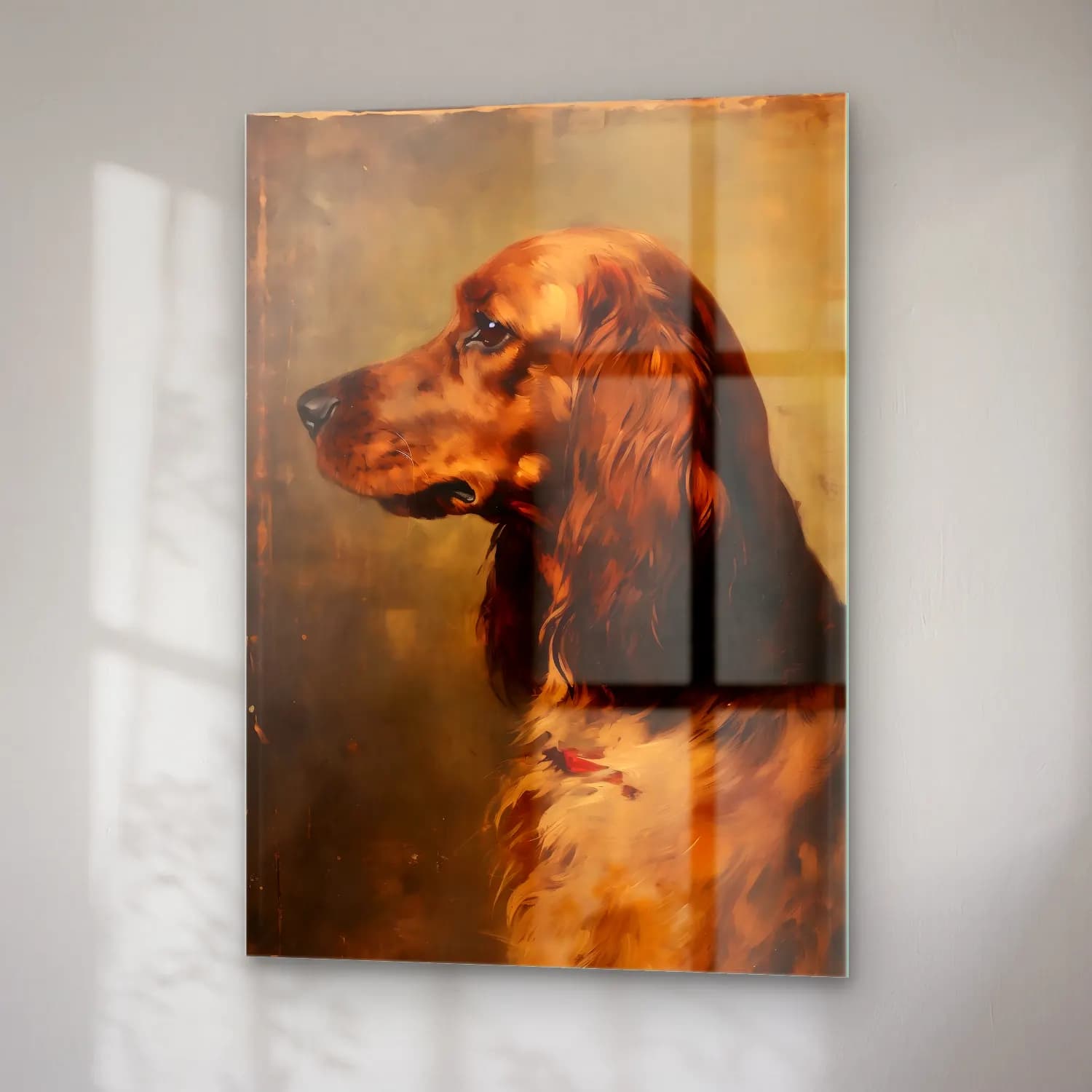 Yağlı Boya Köpek No. 9 cam tablo — sağ açıdan görünüm