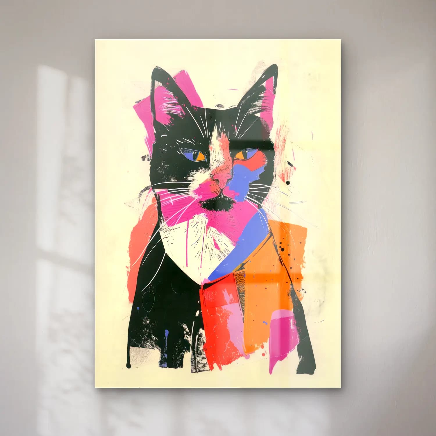 Maksimalist Kedi – Siyah Beyaz Tonlar cam tablo — Maksimalist Kedi – Siyah Beyaz Tonlar — maksimalist kedi