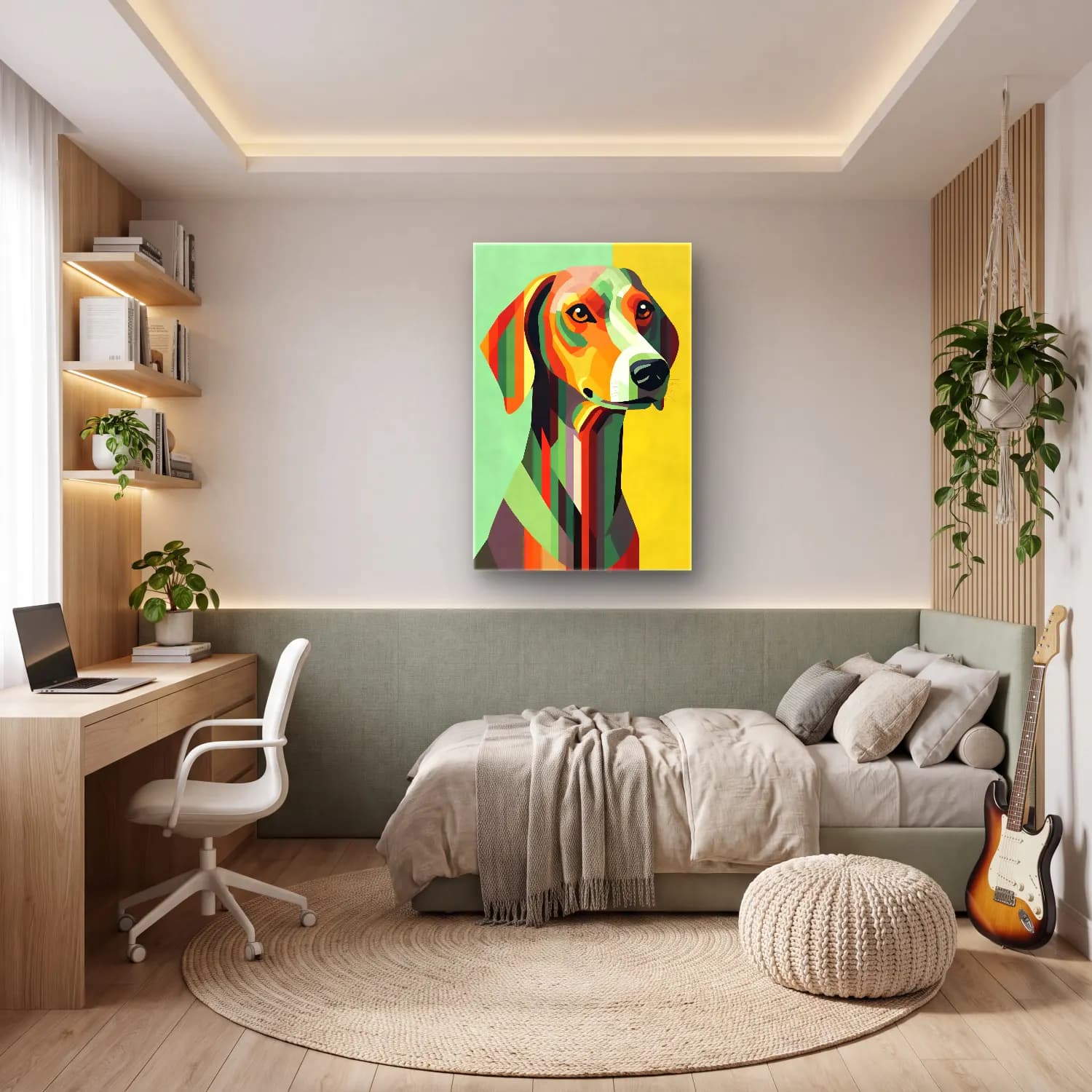 Pop Art Köpek No. 5 cam tablo — genç odasında