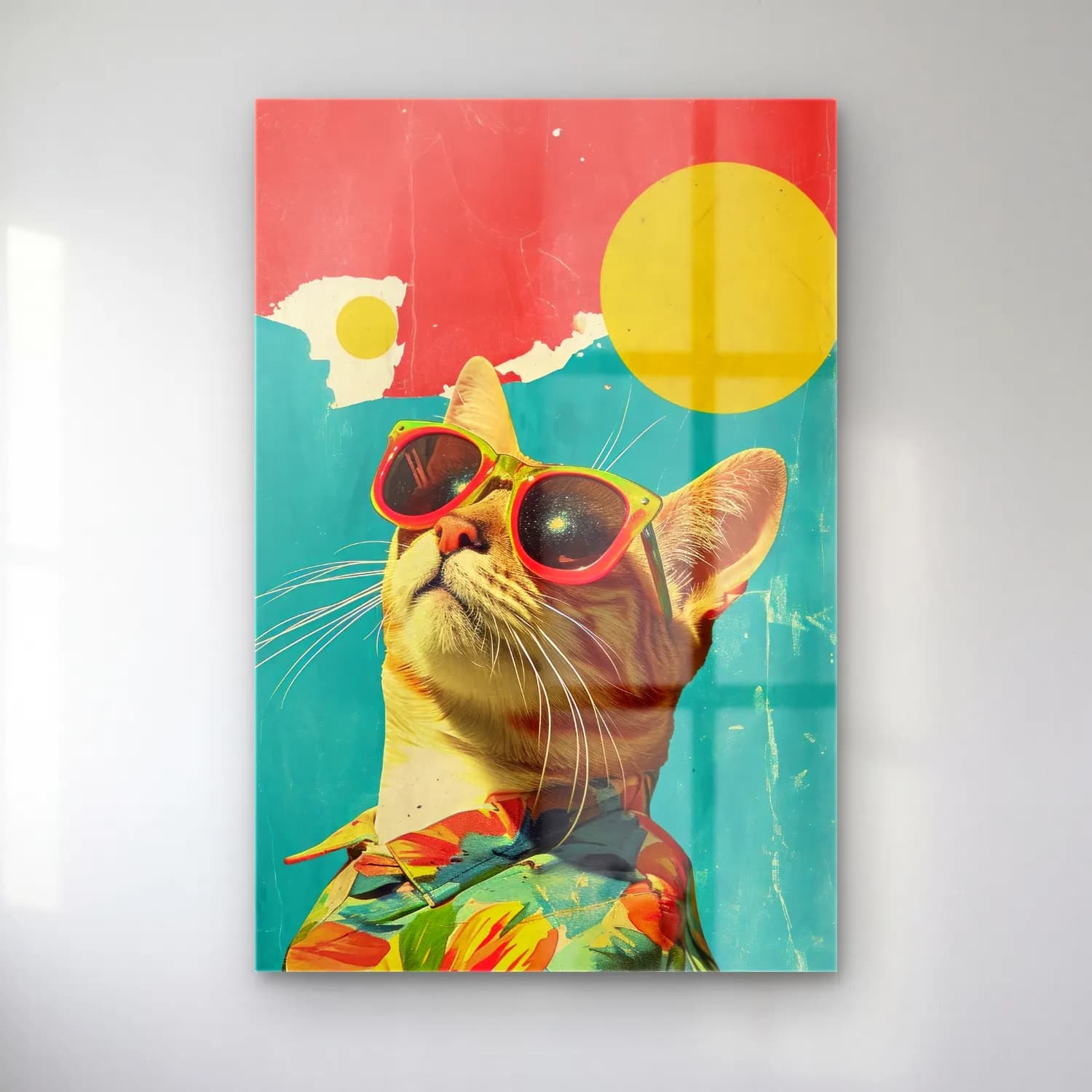 Pop Art Kedi – Turuncu Tonlar cam tablo — Pop Art Kedi – Turuncu Tonlar — pop art kedi
