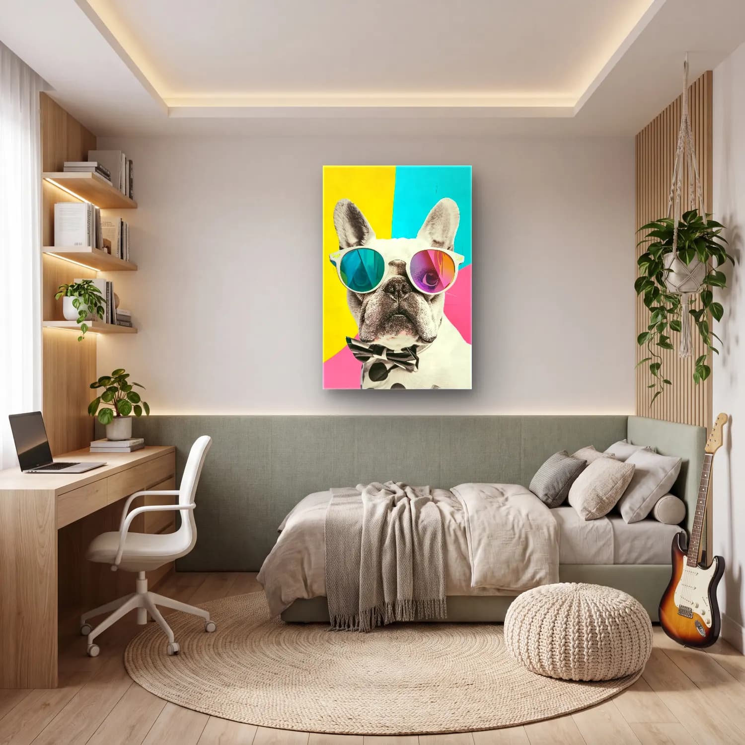 Pop Art Köpek No. 9 cam tablo — genç odasında