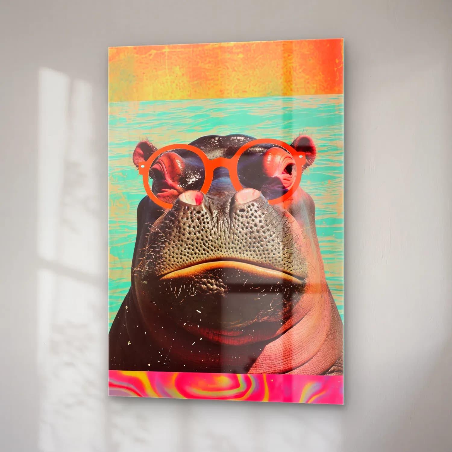 Pop Art Domuzcuk – Turuncu Tonlar cam tablo — sağ açıdan görünüm