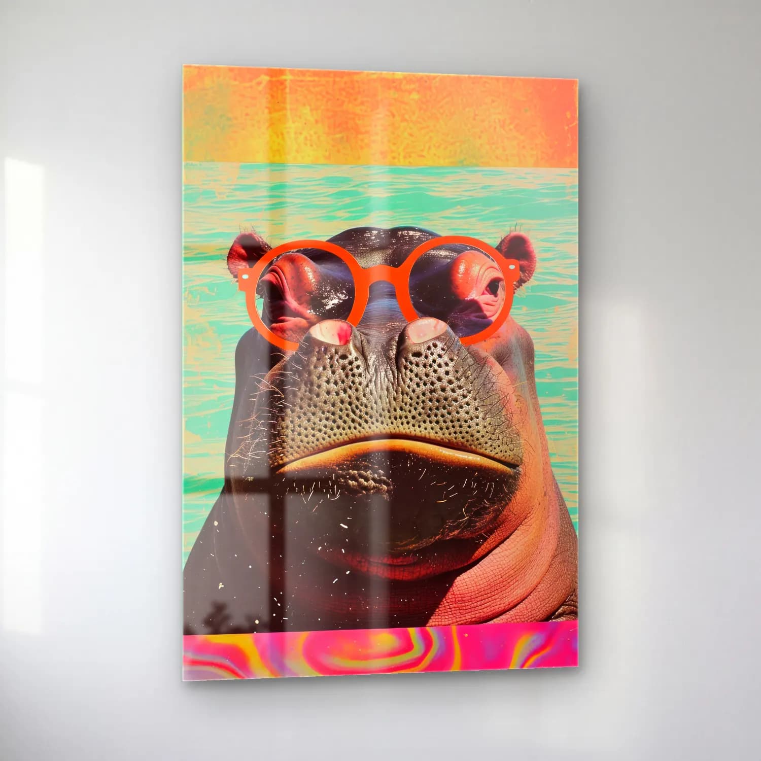 Pop Art Domuzcuk – Turuncu Tonlar cam tablo — sol açıdan görünüm
