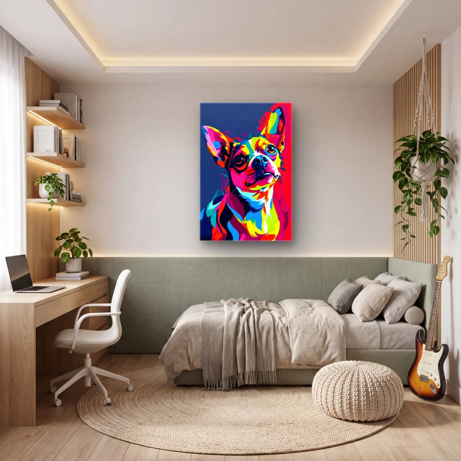 Pop Art Köpek – Pembe Tonlar cam tablo — genç odasında